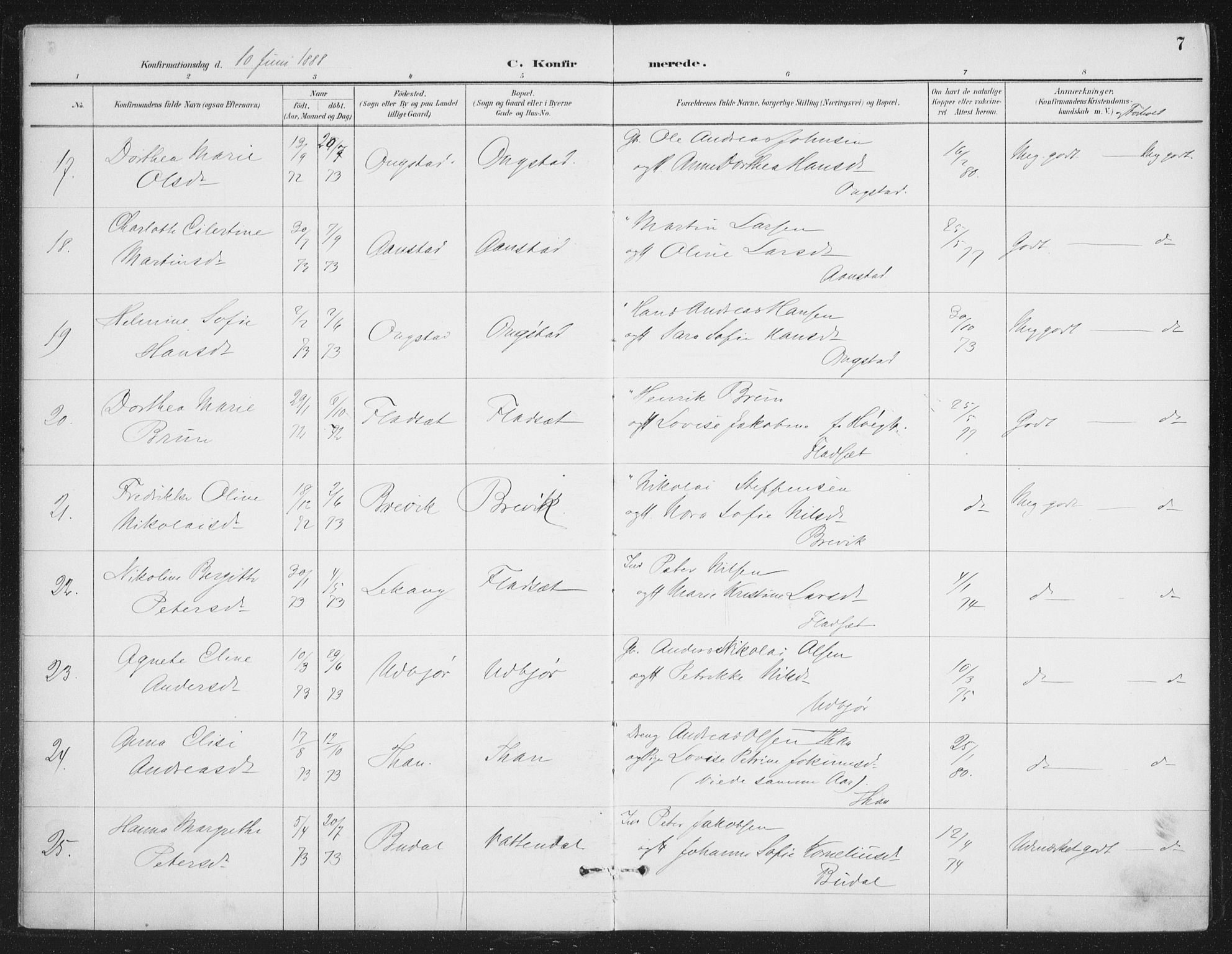 Ministerialprotokoller, klokkerbøker og fødselsregistre - Nordland, AV/SAT-A-1459/888/L1245: Ministerialbok nr. 888A11, 1888-1900, s. 7