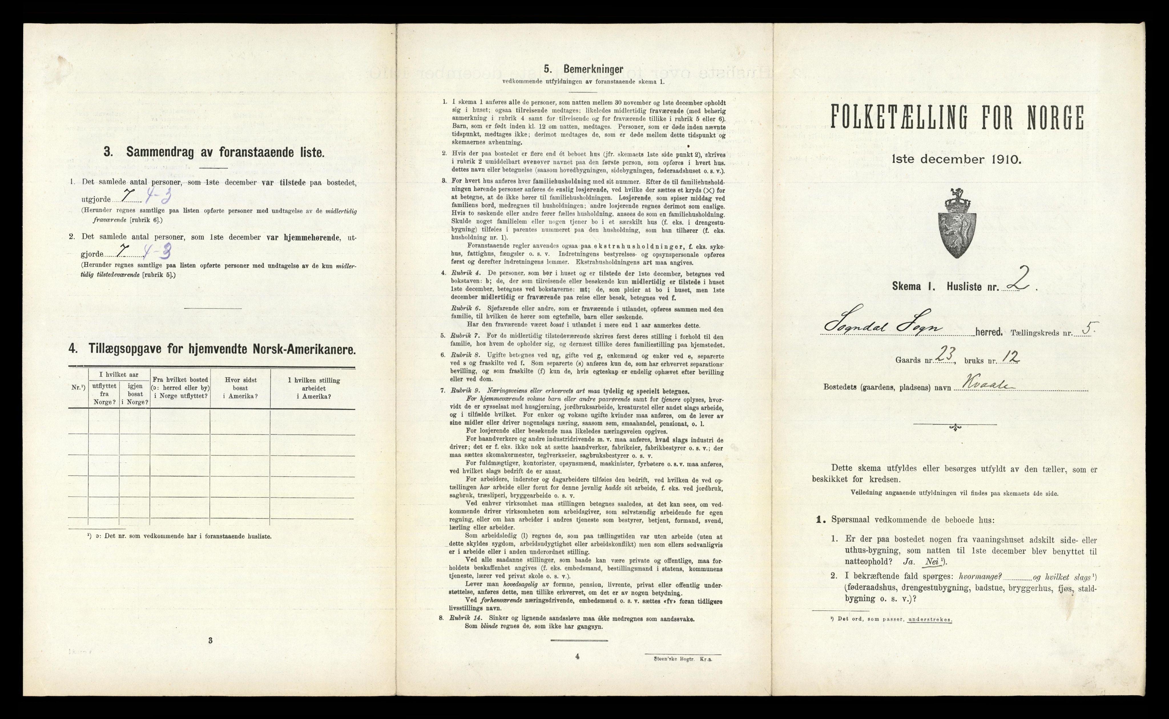 RA, Folketelling 1910 for 1420 Sogndal herred, 1910, s. 516