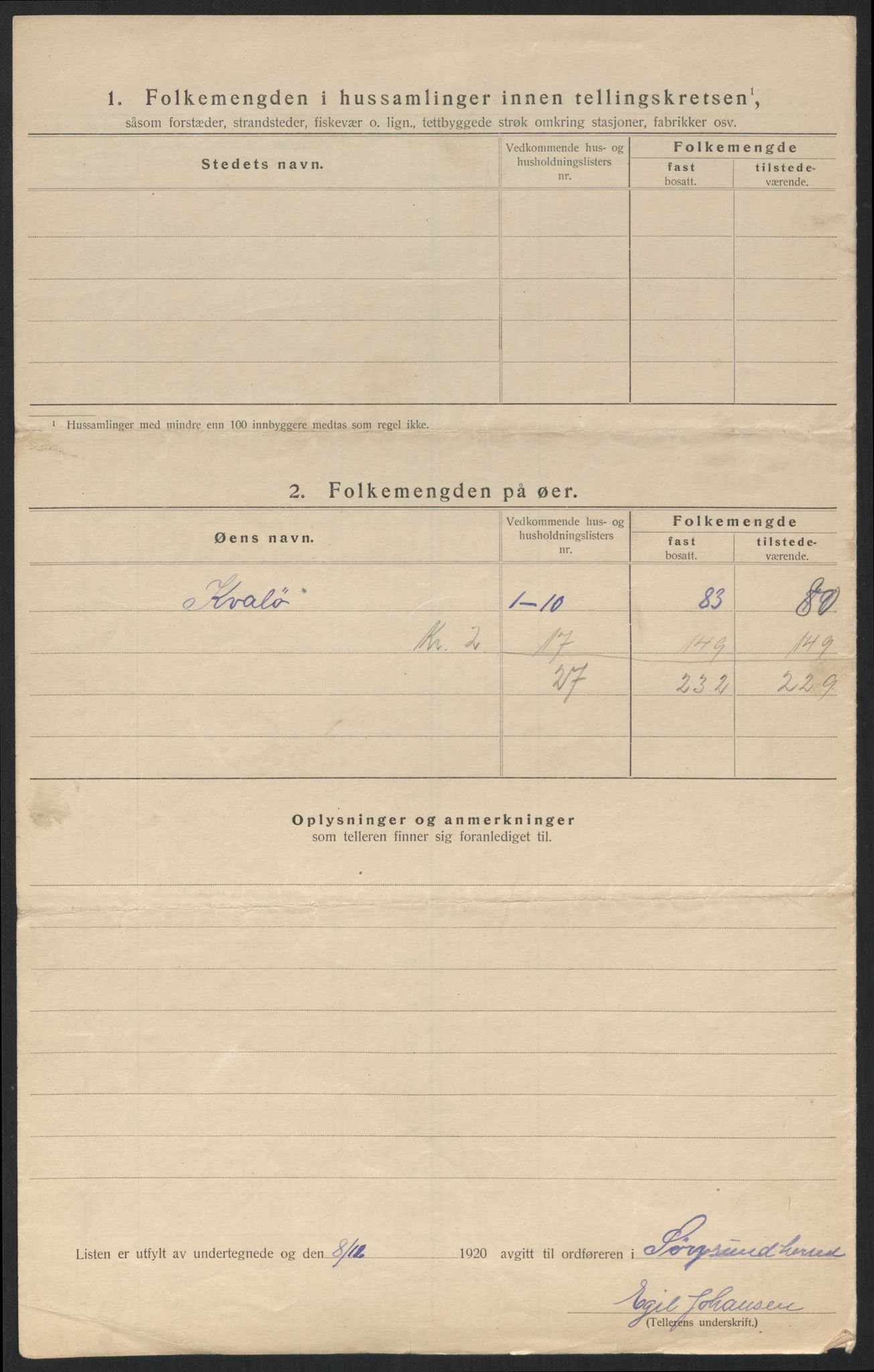 SATØ, Folketelling 1920 for 2016 Sørøysund herred, 1920, s. 17