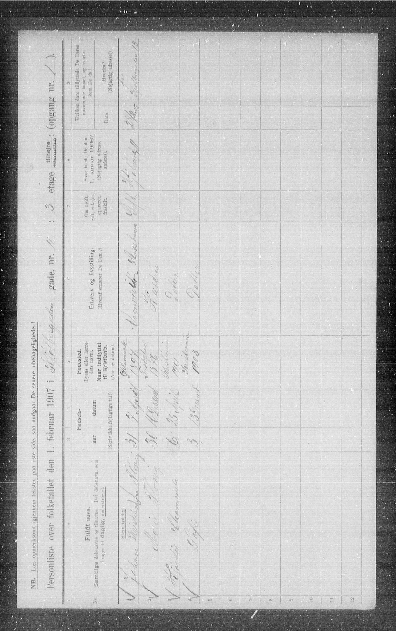 OBA, Kommunal folketelling 1.2.1907 for Kristiania kjøpstad, 1907, s. 26174