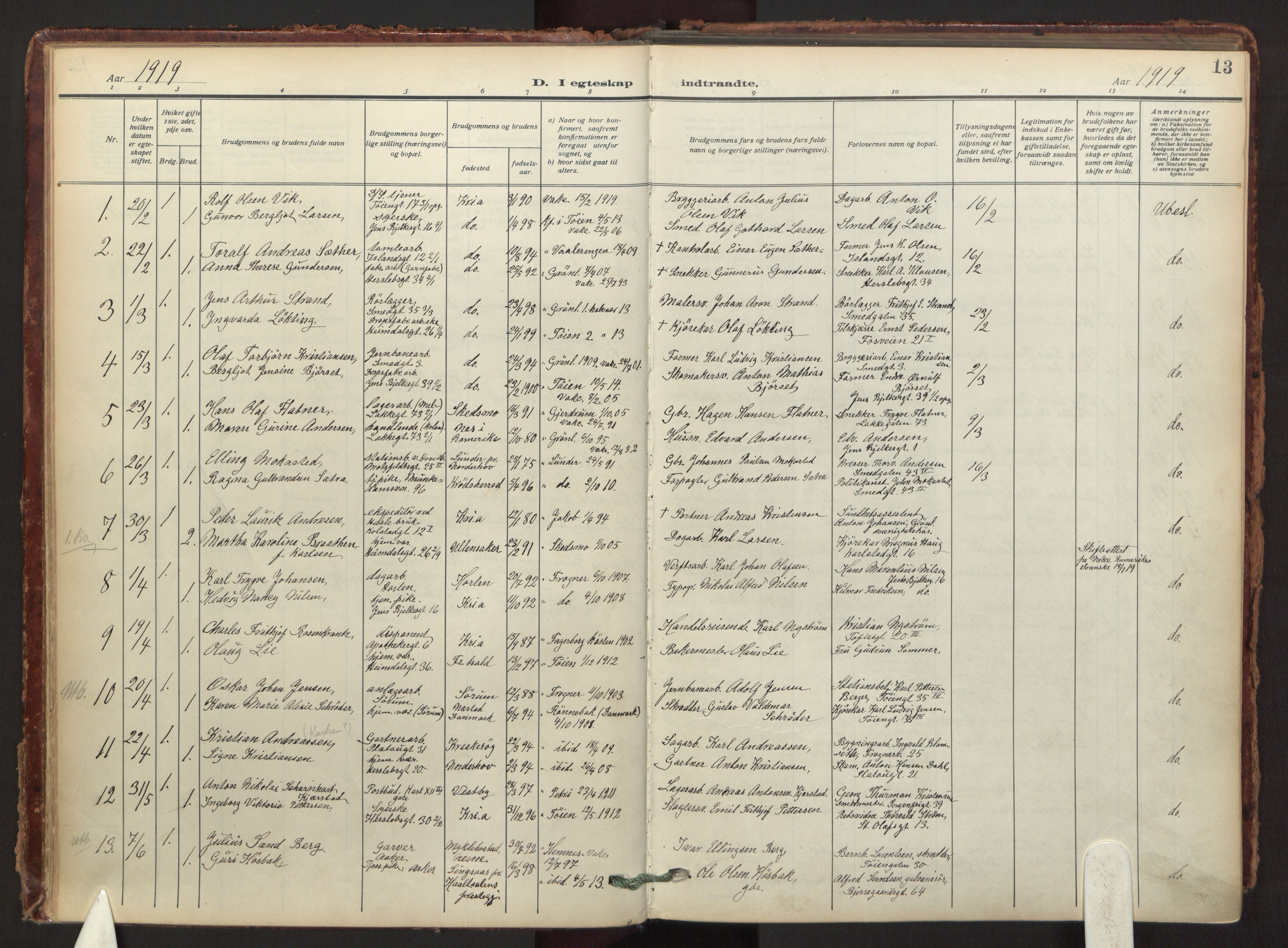 Tøyen prestekontor Kirkebøker, AV/SAO-A-10167a/F/Fa/L0003: Ministerialbok nr. I 3, 1917-1933, s. 13