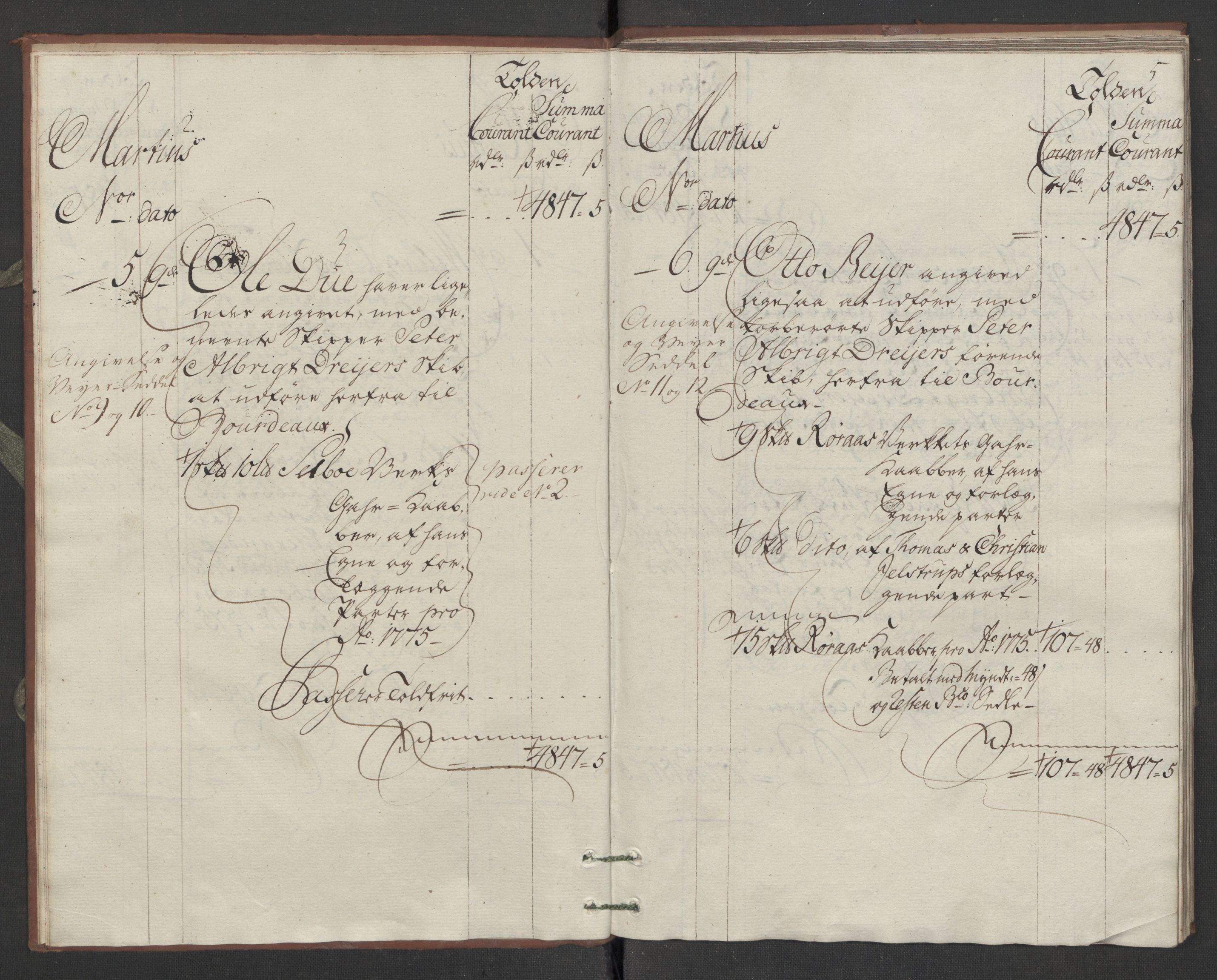 Generaltollkammeret, tollregnskaper, AV/RA-EA-5490/R34/L0026/0001: Koppertollregnskaper Trondheim B / Tollbok for koppertollen, 1776