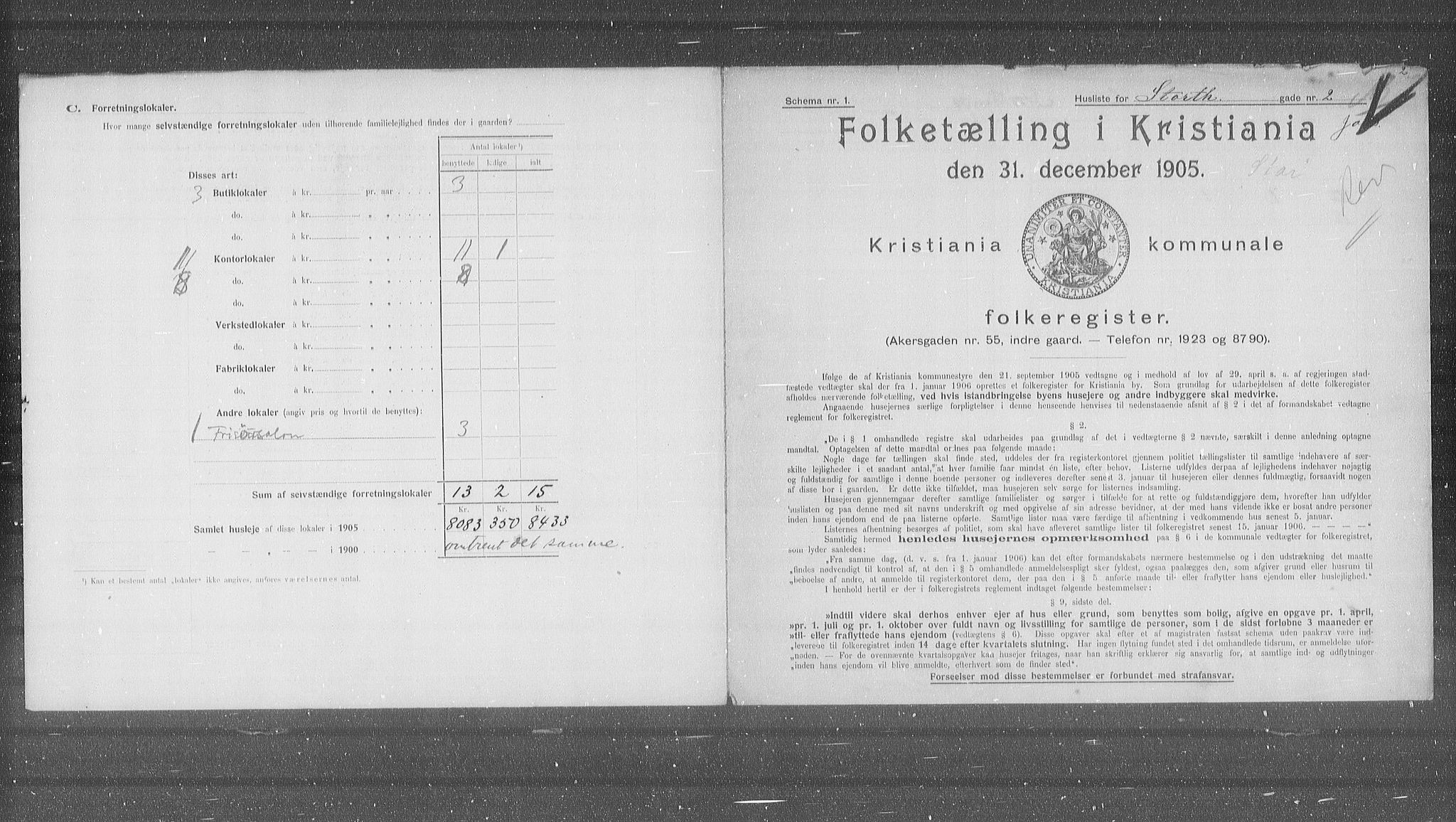 OBA, Kommunal folketelling 31.12.1905 for Kristiania kjøpstad, 1905, s. 54186