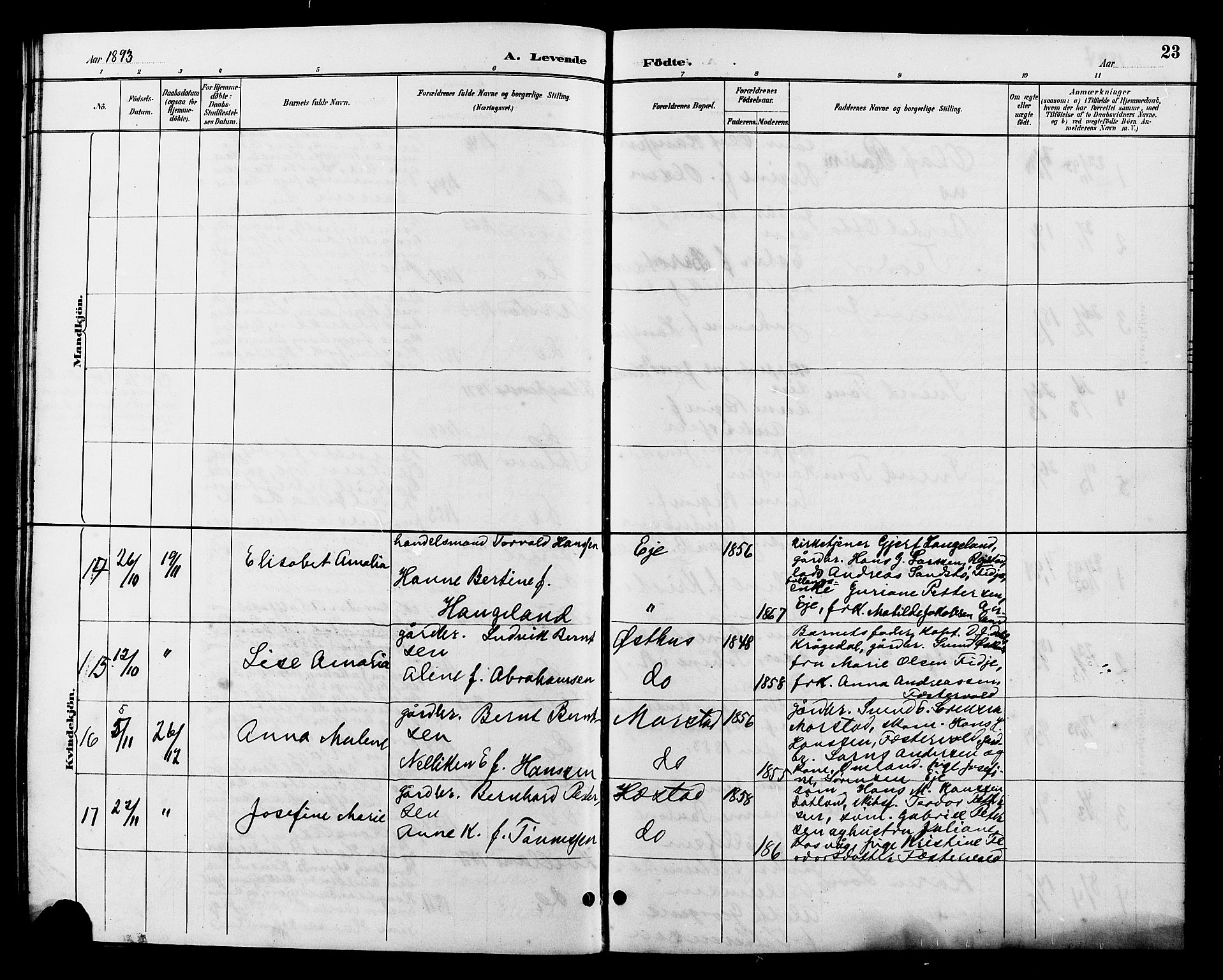 Flekkefjord sokneprestkontor, AV/SAK-1111-0012/F/Fb/Fbb/L0004: Klokkerbok nr. B 4, 1889-1907, s. 23