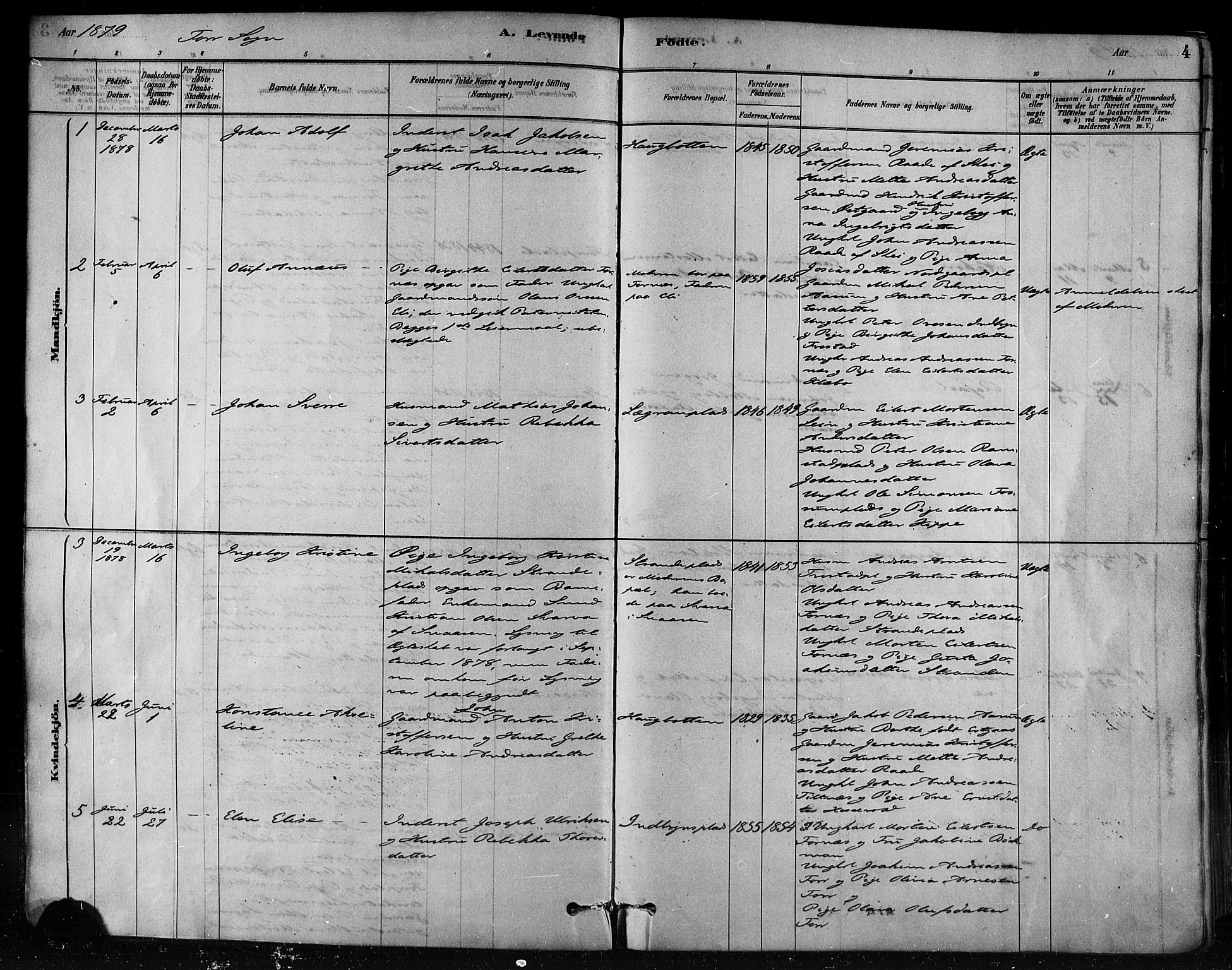 Ministerialprotokoller, klokkerbøker og fødselsregistre - Nord-Trøndelag, AV/SAT-A-1458/746/L0448: Ministerialbok nr. 746A07 /1, 1878-1900, s. 4