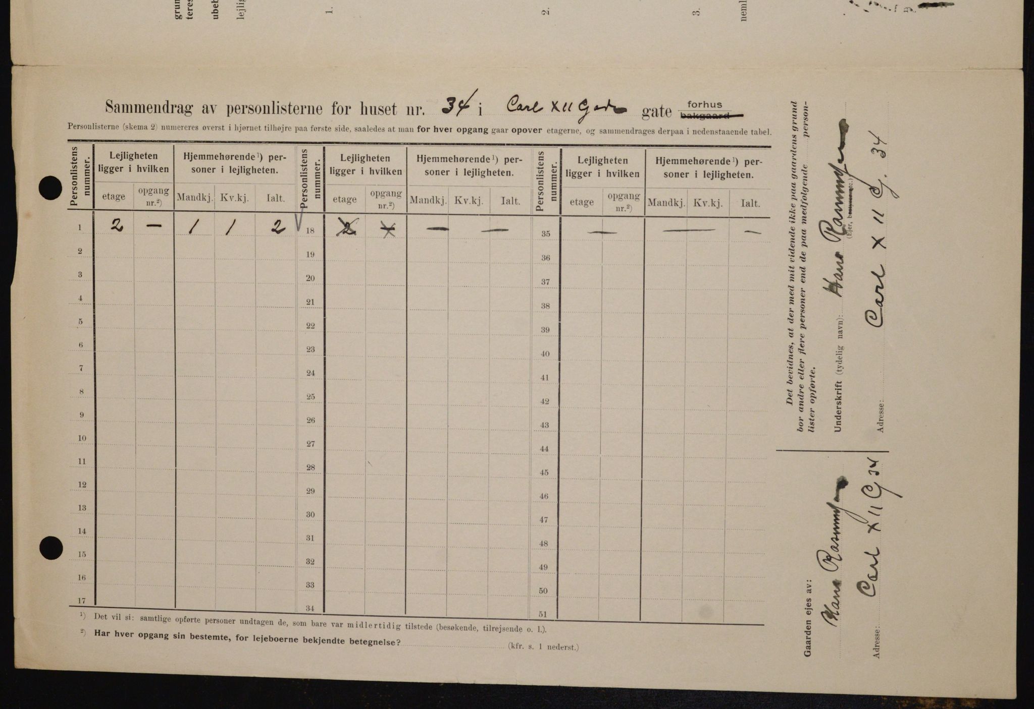 OBA, Kommunal folketelling 1.2.1909 for Kristiania kjøpstad, 1909, s. 44408