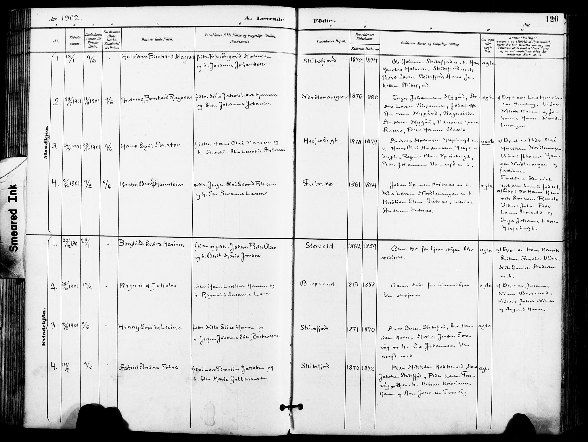 Karlsøy sokneprestembete, SATØ/S-1299/H/Ha/Haa/L0007kirke: Ministerialbok nr. 7, 1891-1902, s. 126