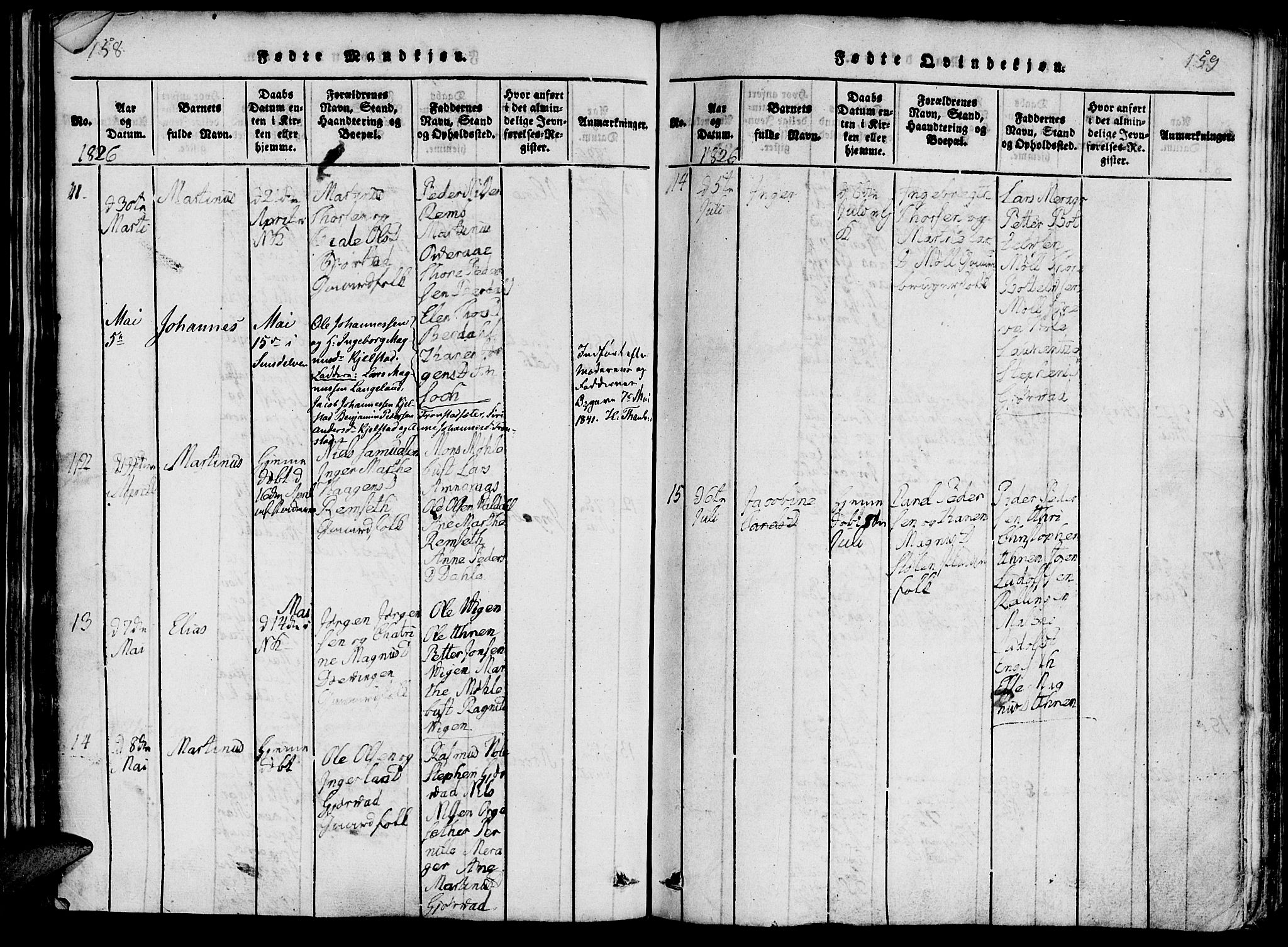 Ministerialprotokoller, klokkerbøker og fødselsregistre - Møre og Romsdal, AV/SAT-A-1454/519/L0260: Klokkerbok nr. 519C01, 1817-1829, s. 158-159