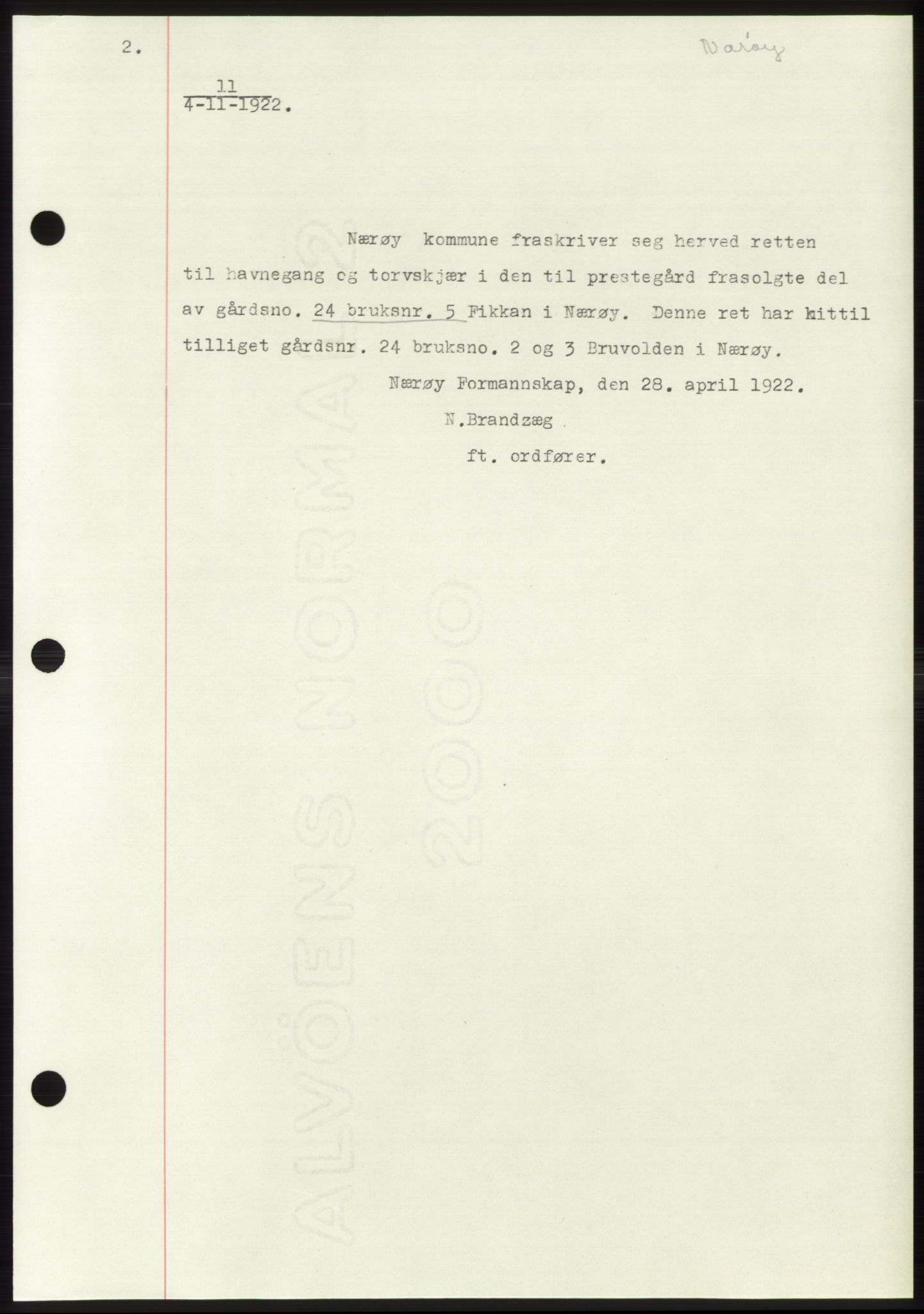 Namdal sorenskriveri, SAT/A-4133/1/2/2C: Pantebok nr. -, 1922-1925, Tingl.dato: 04.11.1922