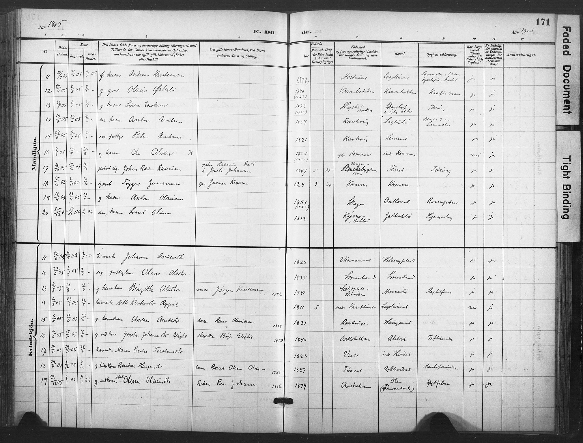 Ministerialprotokoller, klokkerbøker og fødselsregistre - Nord-Trøndelag, AV/SAT-A-1458/713/L0122: Ministerialbok nr. 713A11, 1899-1910, s. 171