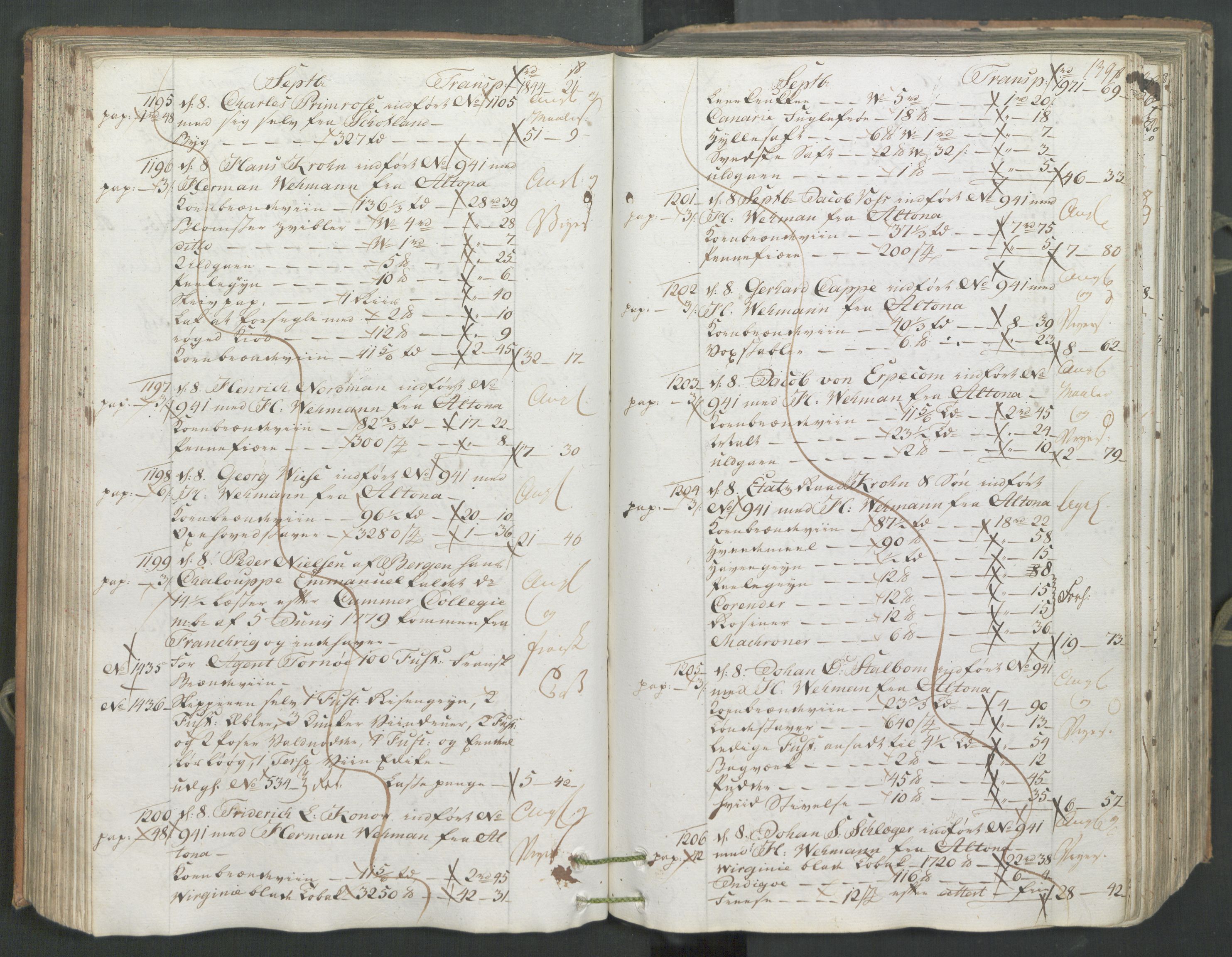 Generaltollkammeret, tollregnskaper, AV/RA-EA-5490/R26/L0222/0001: Tollregnskaper Bergen A / Inngående hovedtollbok, 1786, s. 138b-139a