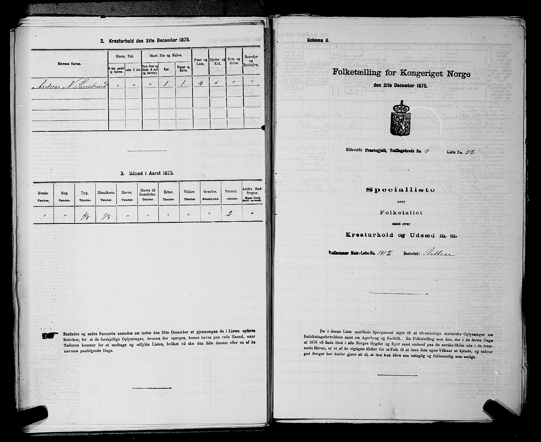 RA, Folketelling 1875 for 0237P Eidsvoll prestegjeld, 1875, s. 879