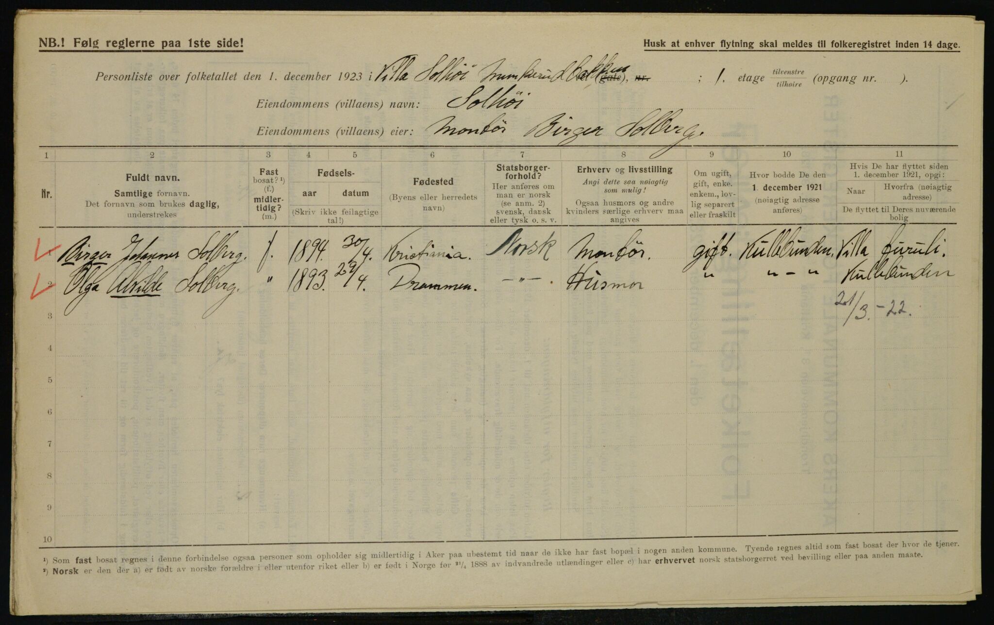 , Kommunal folketelling 1.12.1923 for Aker, 1923, s. 42272