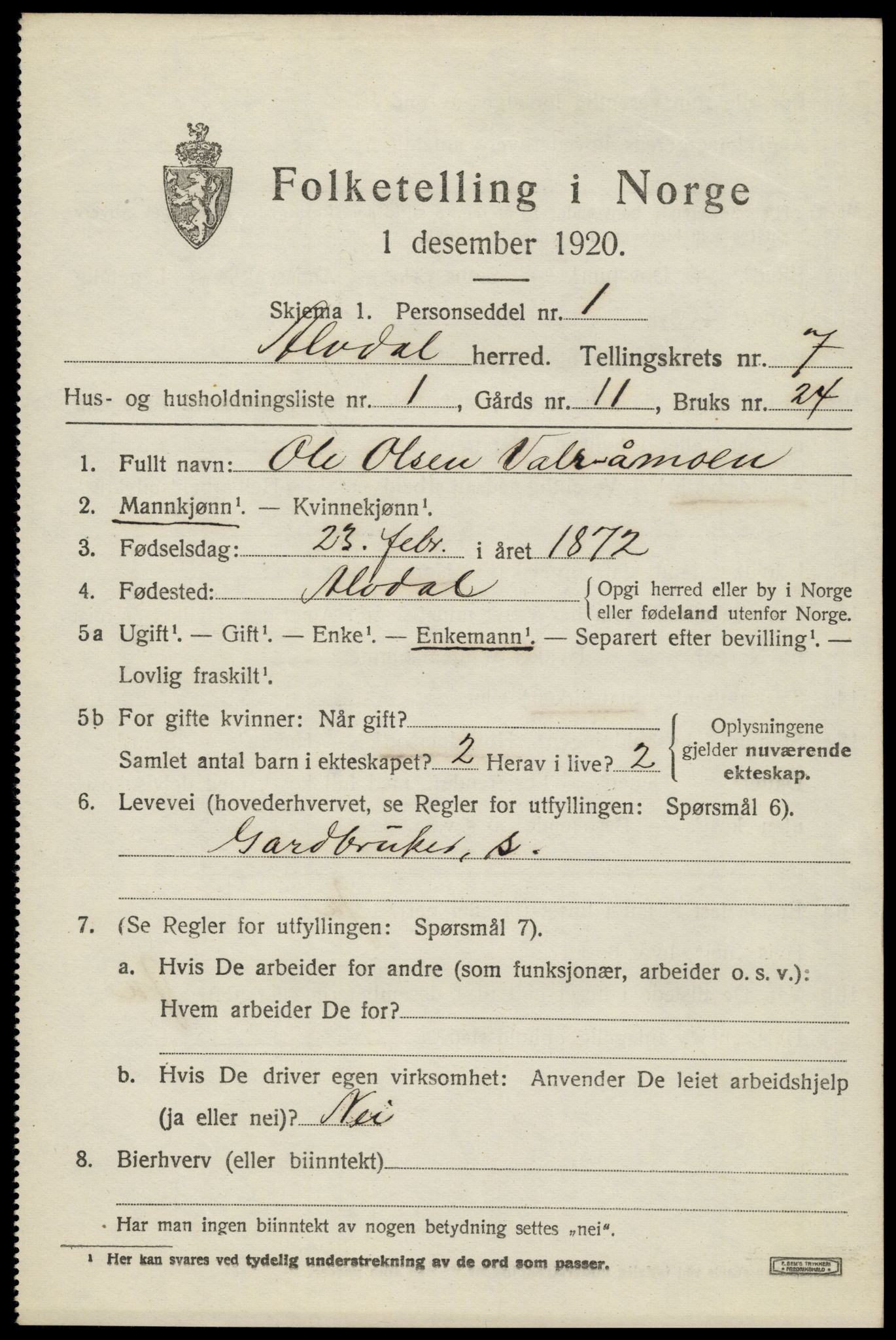 SAH, Folketelling 1920 for 0438 Alvdal herred, 1920, s. 3974