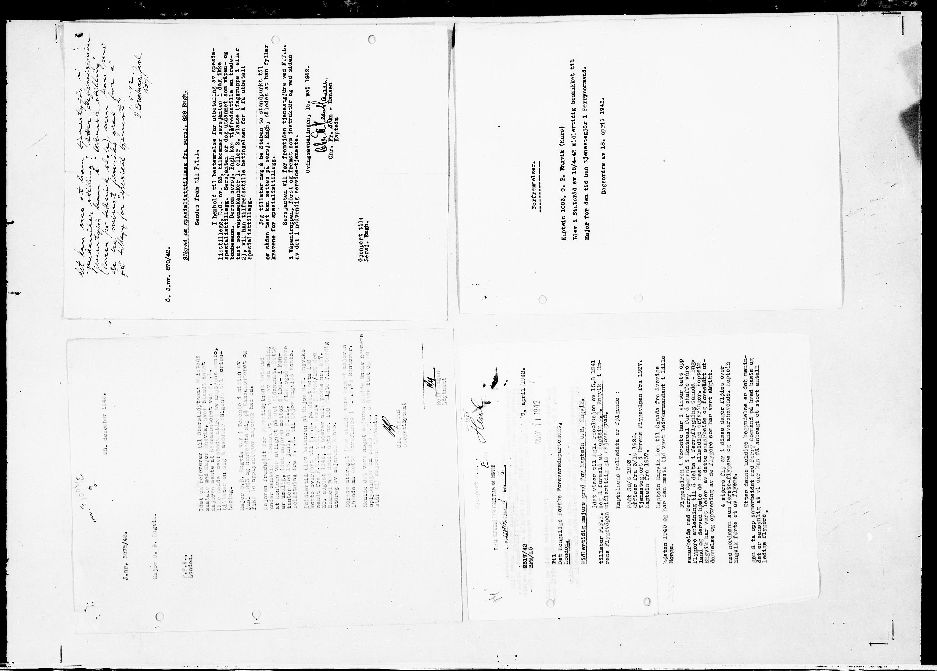 Forsvaret, Flyvåpnenes treningsleir 1940-1945, AV/RA-RAFA-3974/V/L0046: Ekspedisjonskontoret.
Personellsaker E - N., 1940-1945