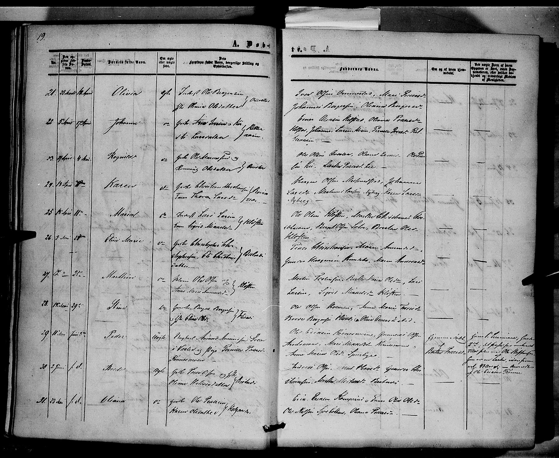 Hof prestekontor, AV/SAH-PREST-038/H/Ha/Haa/L0008: Ministerialbok nr. 8, 1849-1861, s. 19