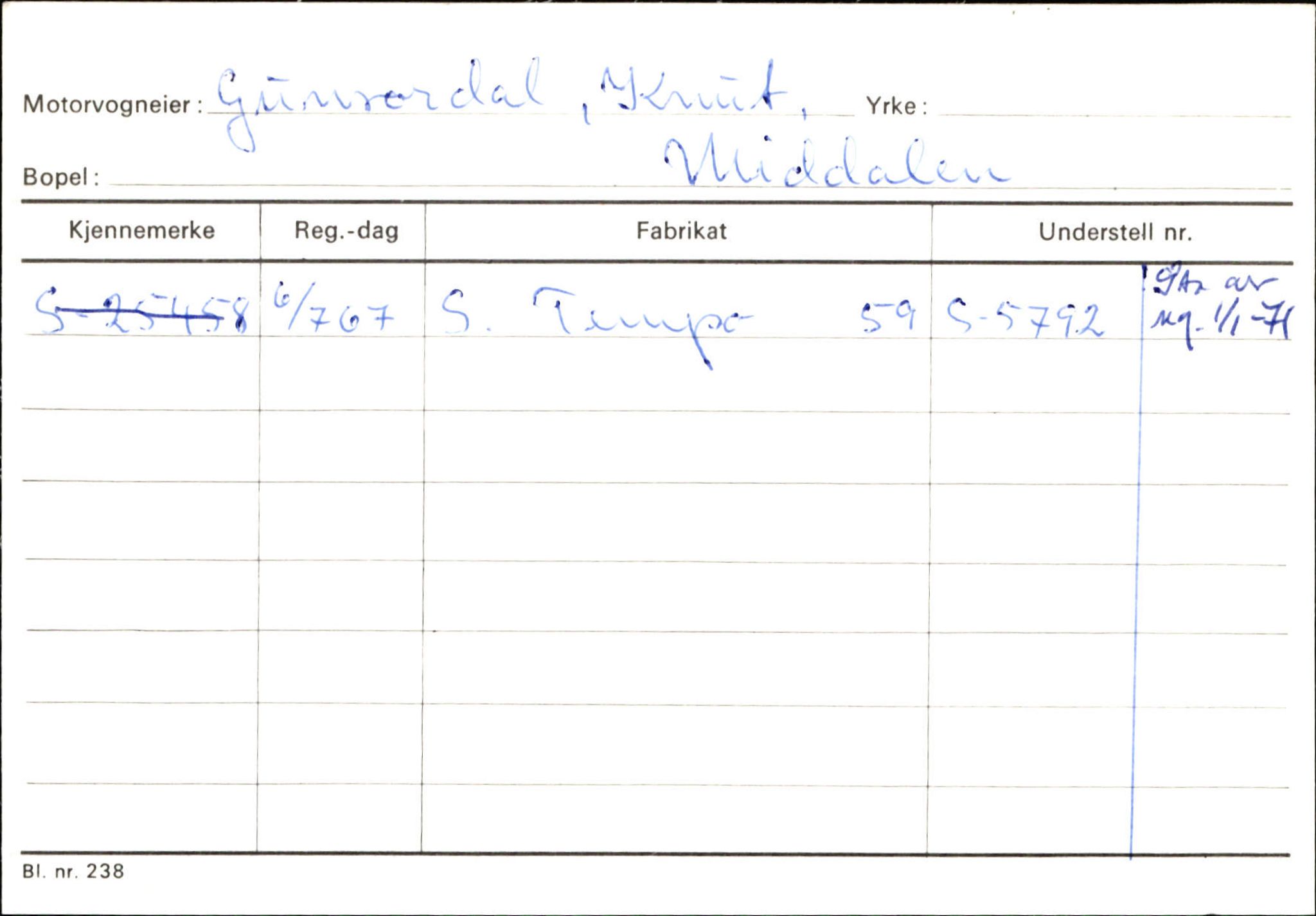 Statens vegvesen, Sogn og Fjordane vegkontor, SAB/A-5301/4/F/L0124: Eigarregister Sogndal A-U, 1945-1975, s. 719