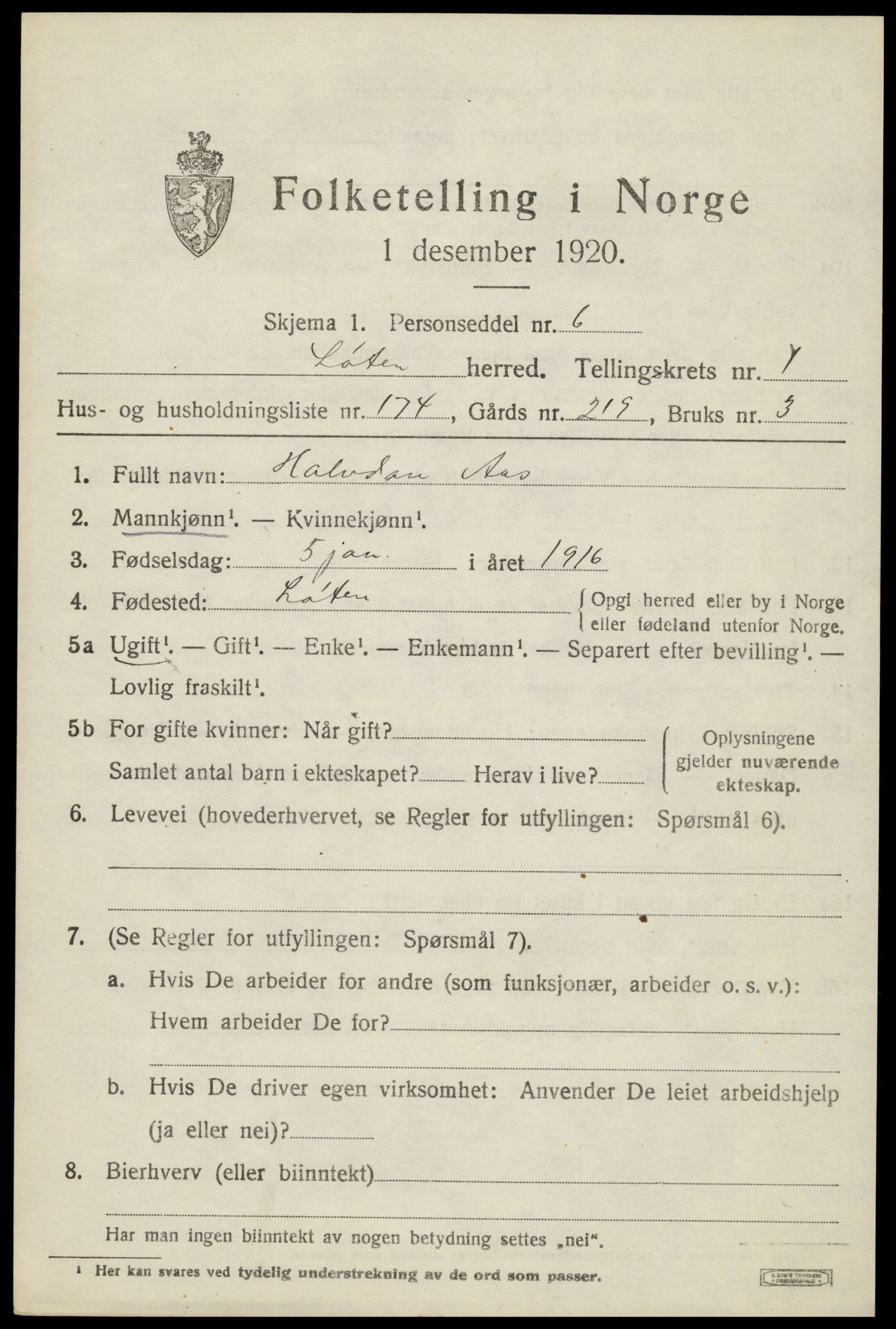 SAH, Folketelling 1920 for 0415 Løten herred, 1920, s. 4341