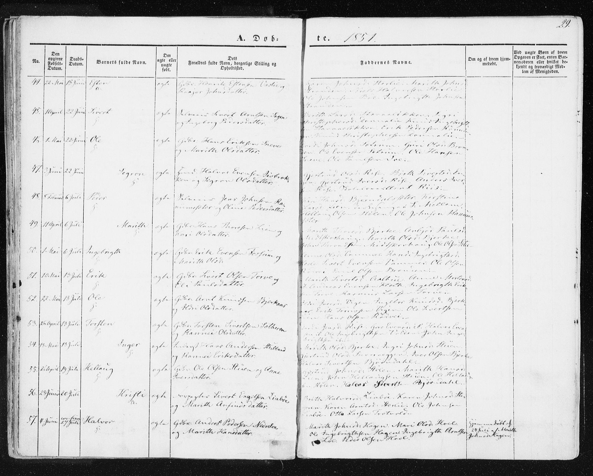 Ministerialprotokoller, klokkerbøker og fødselsregistre - Sør-Trøndelag, SAT/A-1456/678/L0899: Ministerialbok nr. 678A08, 1848-1872, s. 29