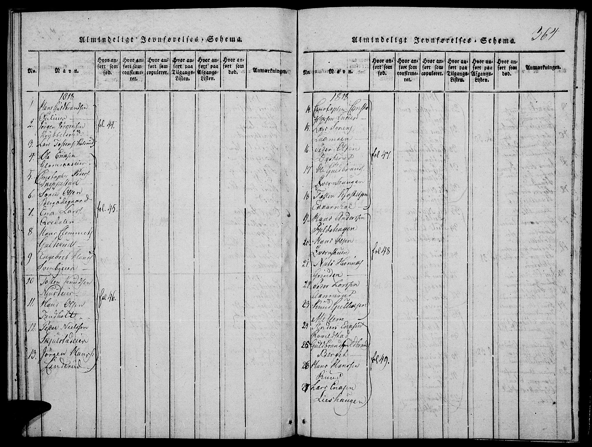 Strøm-Odalen prestekontor, SAH/PREST-028/H/Ha/Hab/L0001: Klokkerbok nr. 1, 1813-1825, s. 364