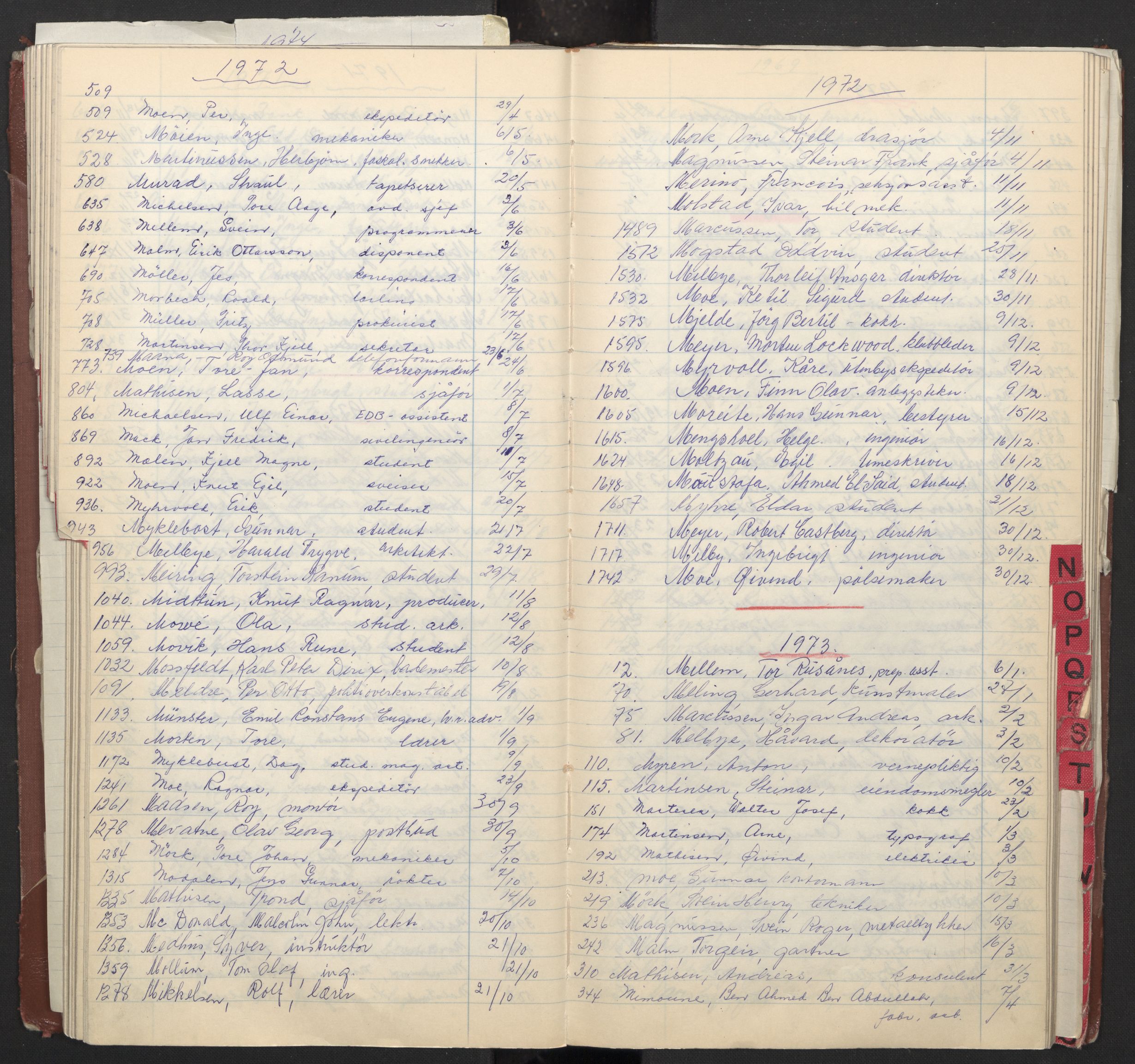 Oslo byfogd avd. I, AV/SAO-A-10220/L/La/L0012: Vigselsregister, 1969-1974, s. 98