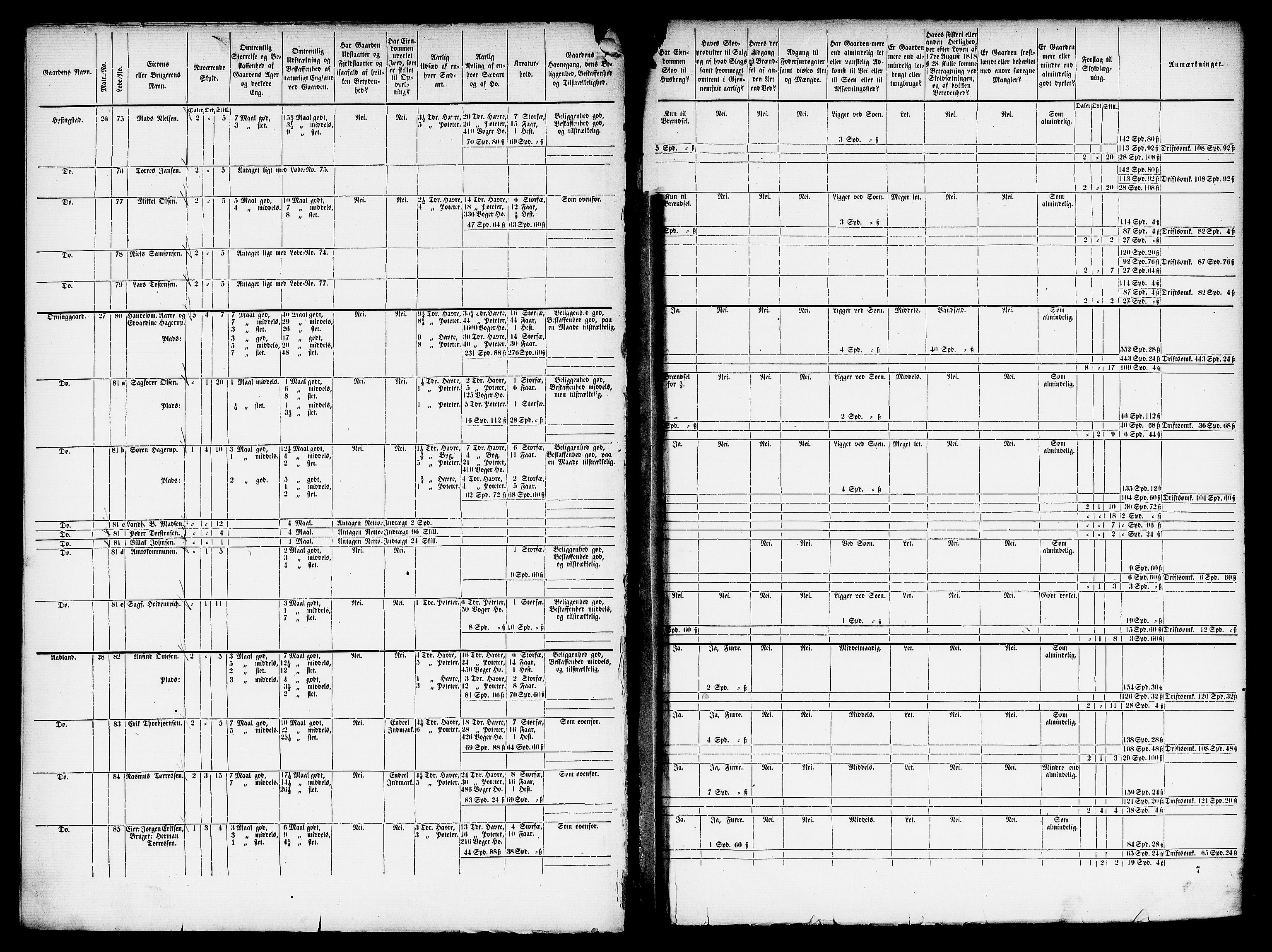 Matrikkelrevisjonen av 1863, AV/RA-S-1530/F/Fe/L0229: Stord (Valestrand), 1863