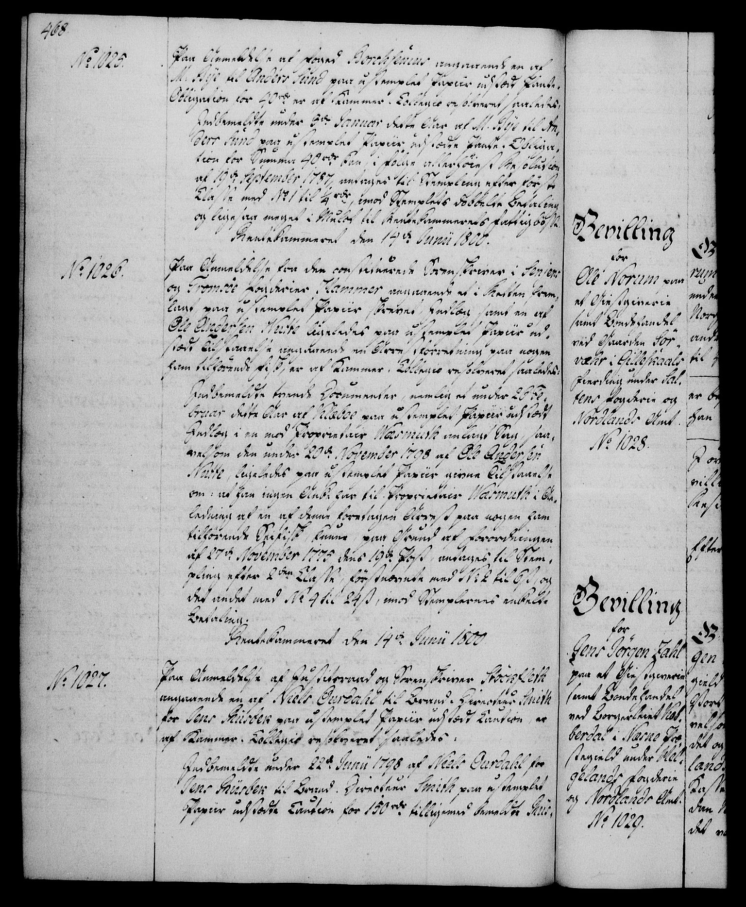 Rentekammeret, Kammerkanselliet, RA/EA-3111/G/Gg/Gga/L0016: Norsk ekspedisjonsprotokoll med register (merket RK 53.16), 1794-1800, s. 468