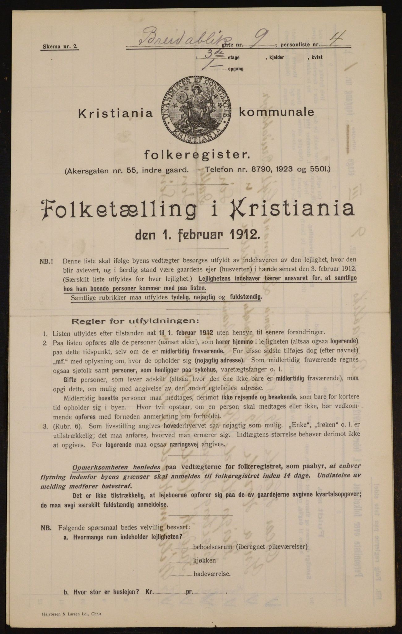 OBA, Kommunal folketelling 1.2.1912 for Kristiania, 1912, s. 7985