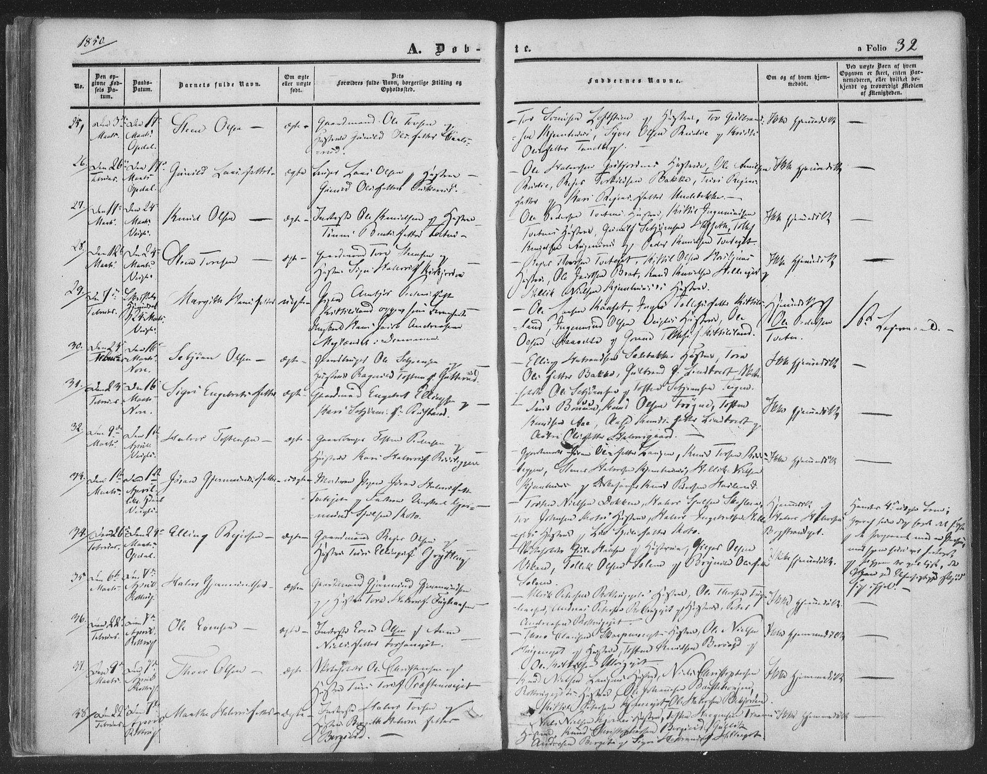 Rollag kirkebøker, AV/SAKO-A-240/F/Fa/L0008: Ministerialbok nr. I 8, 1847-1860, s. 32
