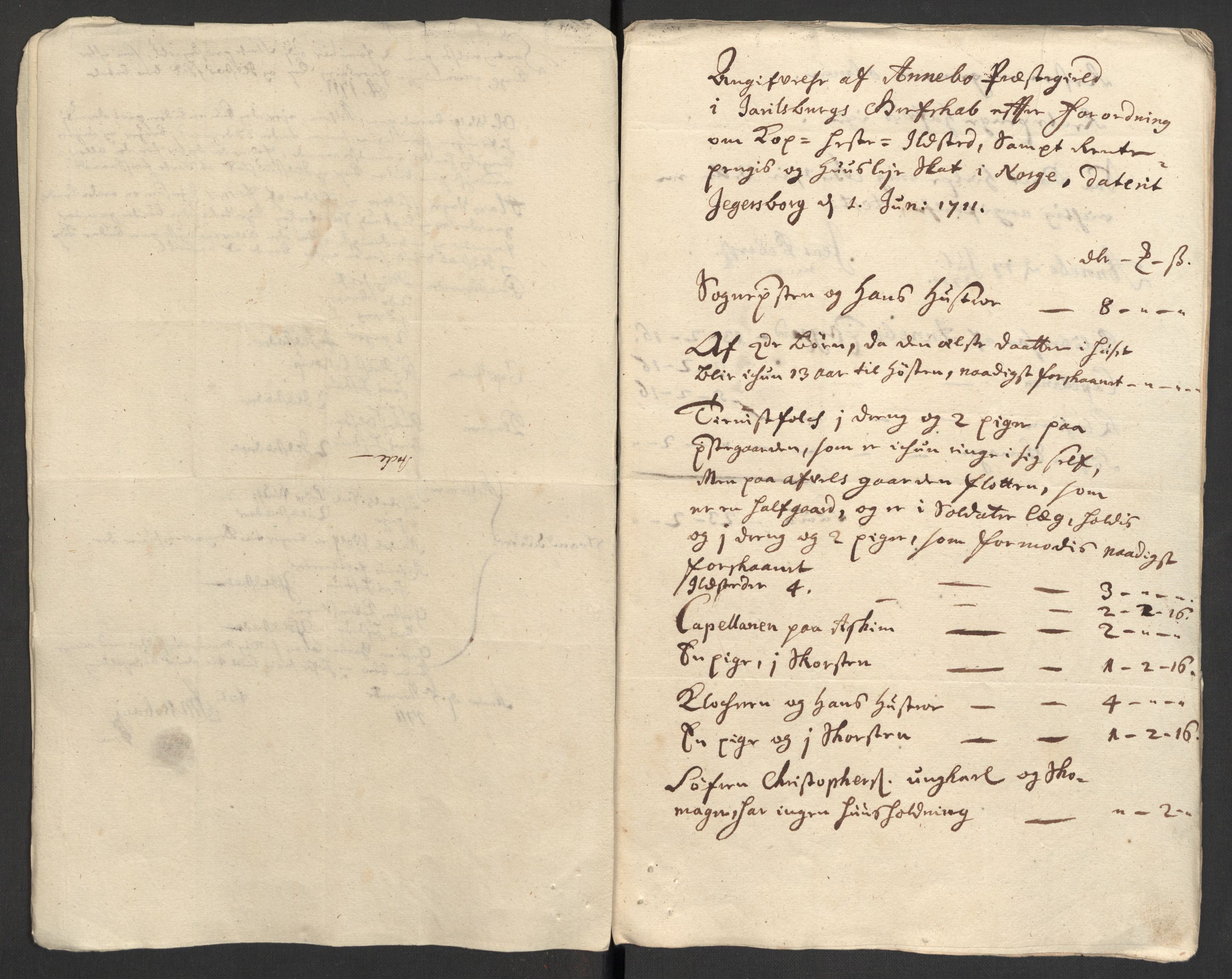 Rentekammeret inntil 1814, Reviderte regnskaper, Fogderegnskap, AV/RA-EA-4092/R32/L1876: Fogderegnskap Jarlsberg grevskap, 1711, s. 322