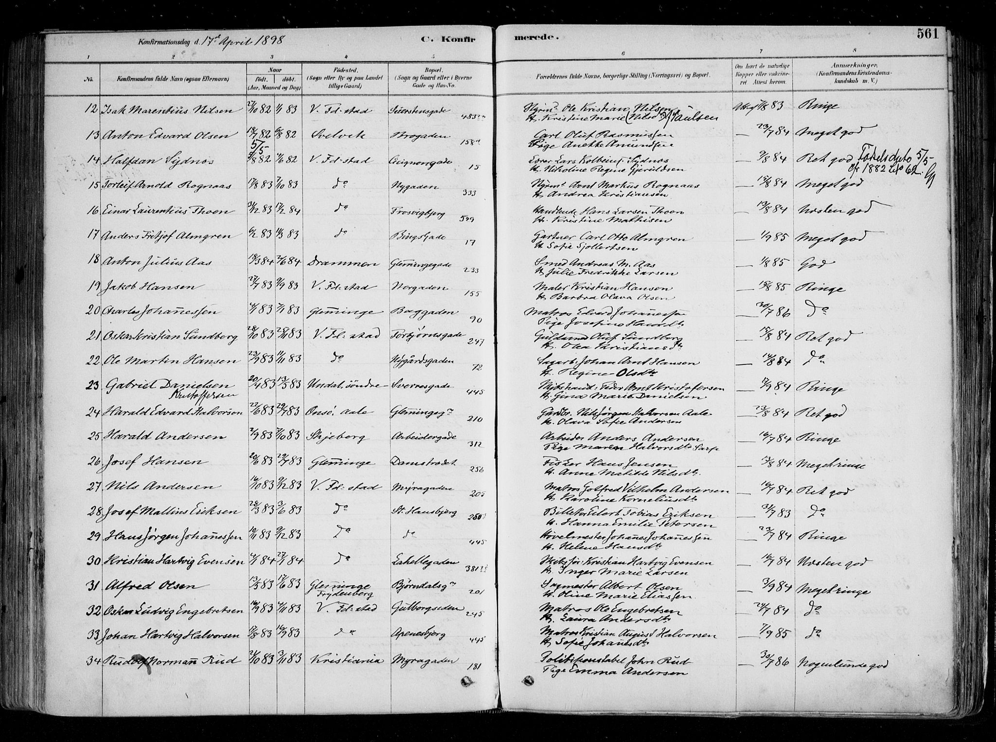 Fredrikstad domkirkes prestekontor Kirkebøker, AV/SAO-A-10906/F/Fa/L0004: Ministerialbok nr. 4, 1878-1907, s. 561