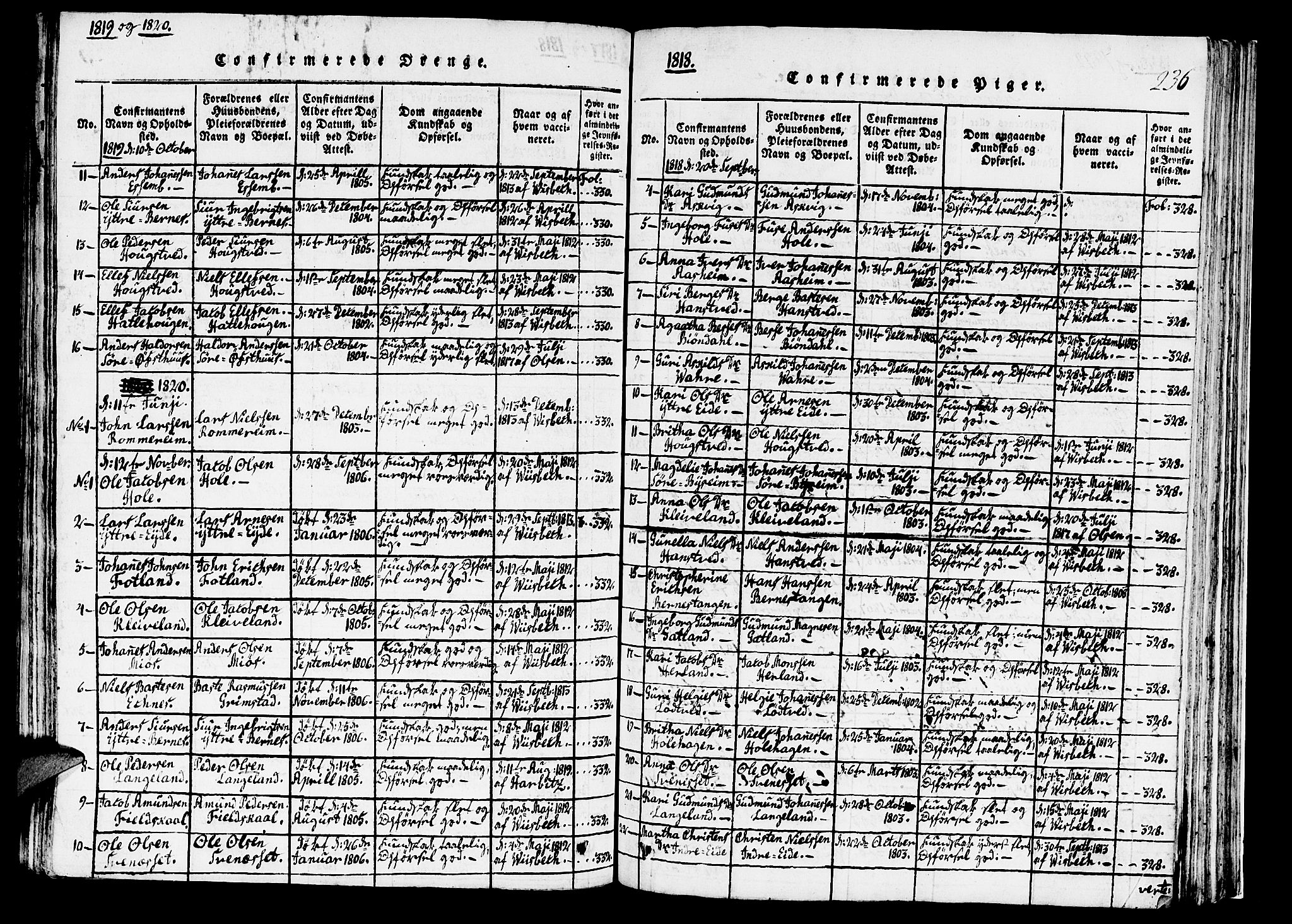 Hosanger sokneprestembete, AV/SAB-A-75801/H/Haa: Ministerialbok nr. A 5, 1815-1824, s. 236