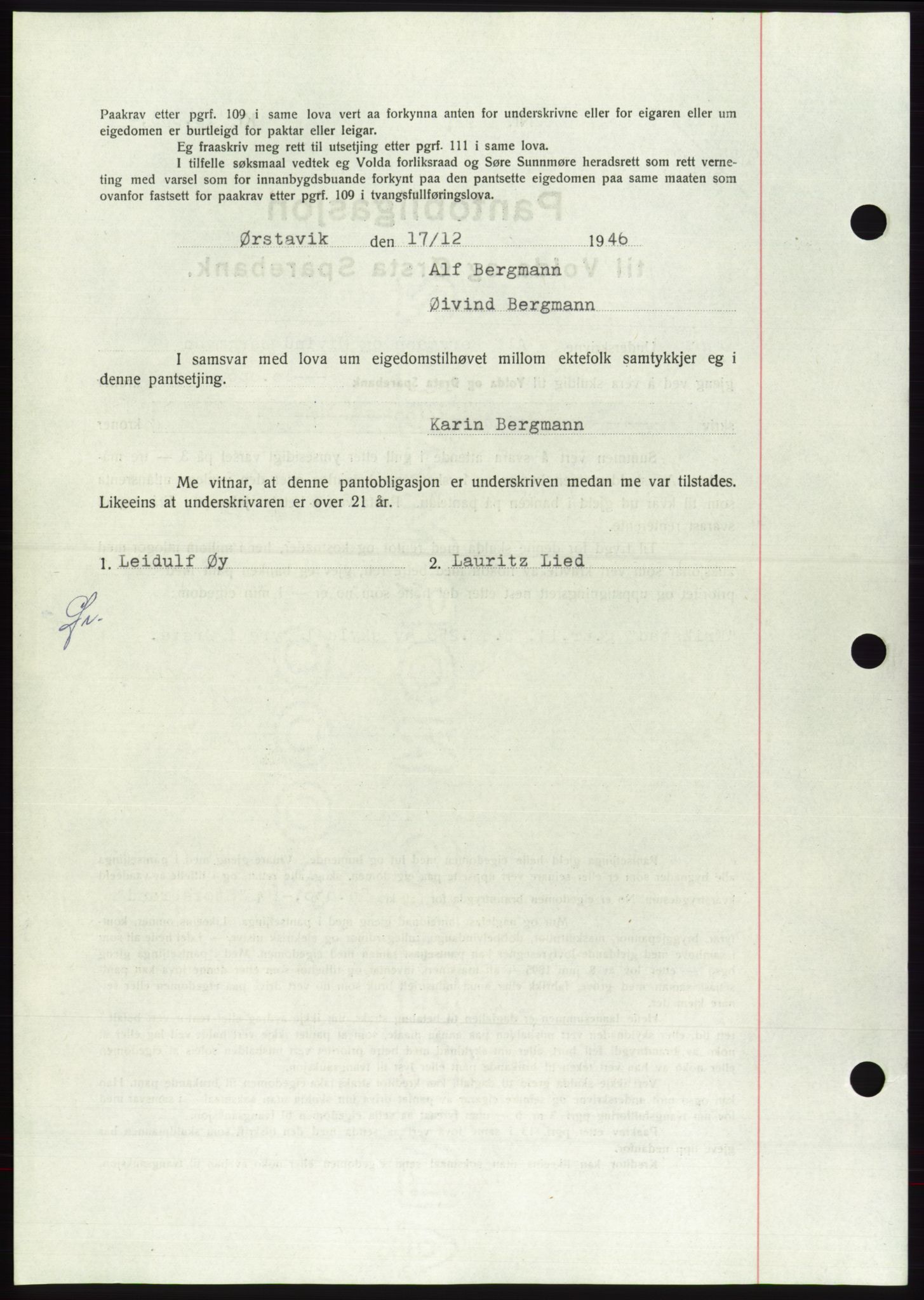 Søre Sunnmøre sorenskriveri, AV/SAT-A-4122/1/2/2C/L0114: Pantebok nr. 1-2B, 1943-1947, Dagboknr: 1690/1946