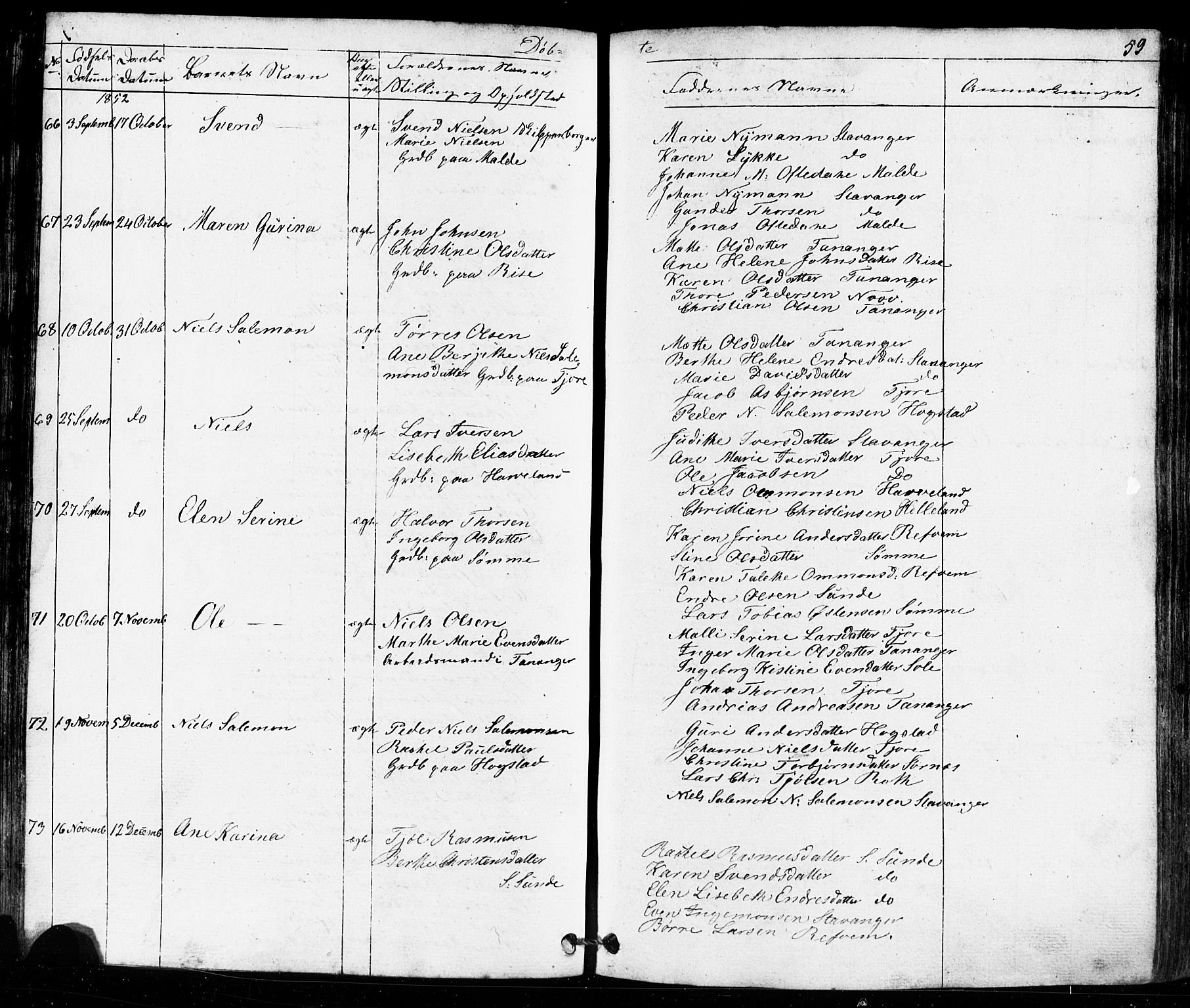 Håland sokneprestkontor, AV/SAST-A-101802/001/30BB/L0002: Klokkerbok nr. B 2, 1845-1872, s. 59