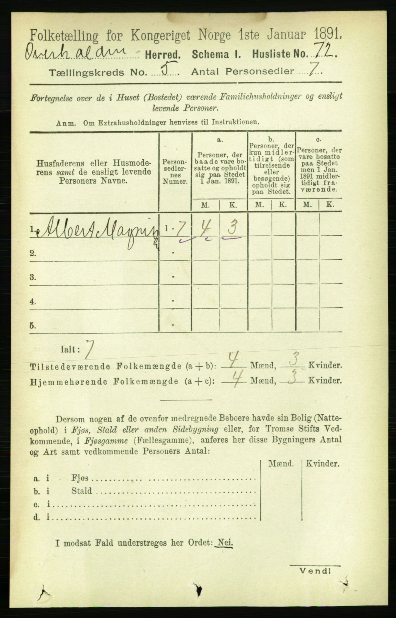 RA, Folketelling 1891 for 1744 Overhalla herred, 1891, s. 1666