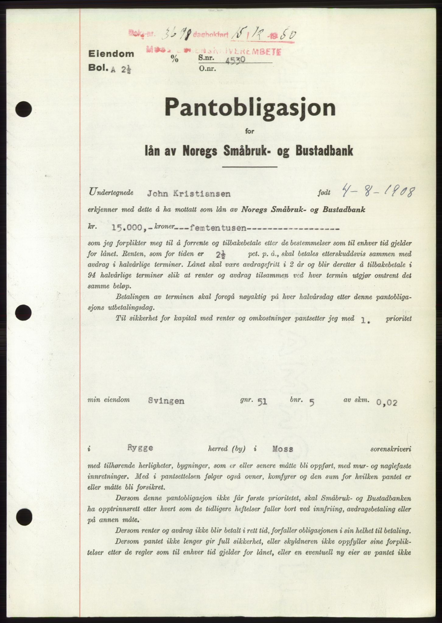 Moss sorenskriveri, SAO/A-10168: Pantebok nr. B25, 1950-1950, Dagboknr: 3678/1950