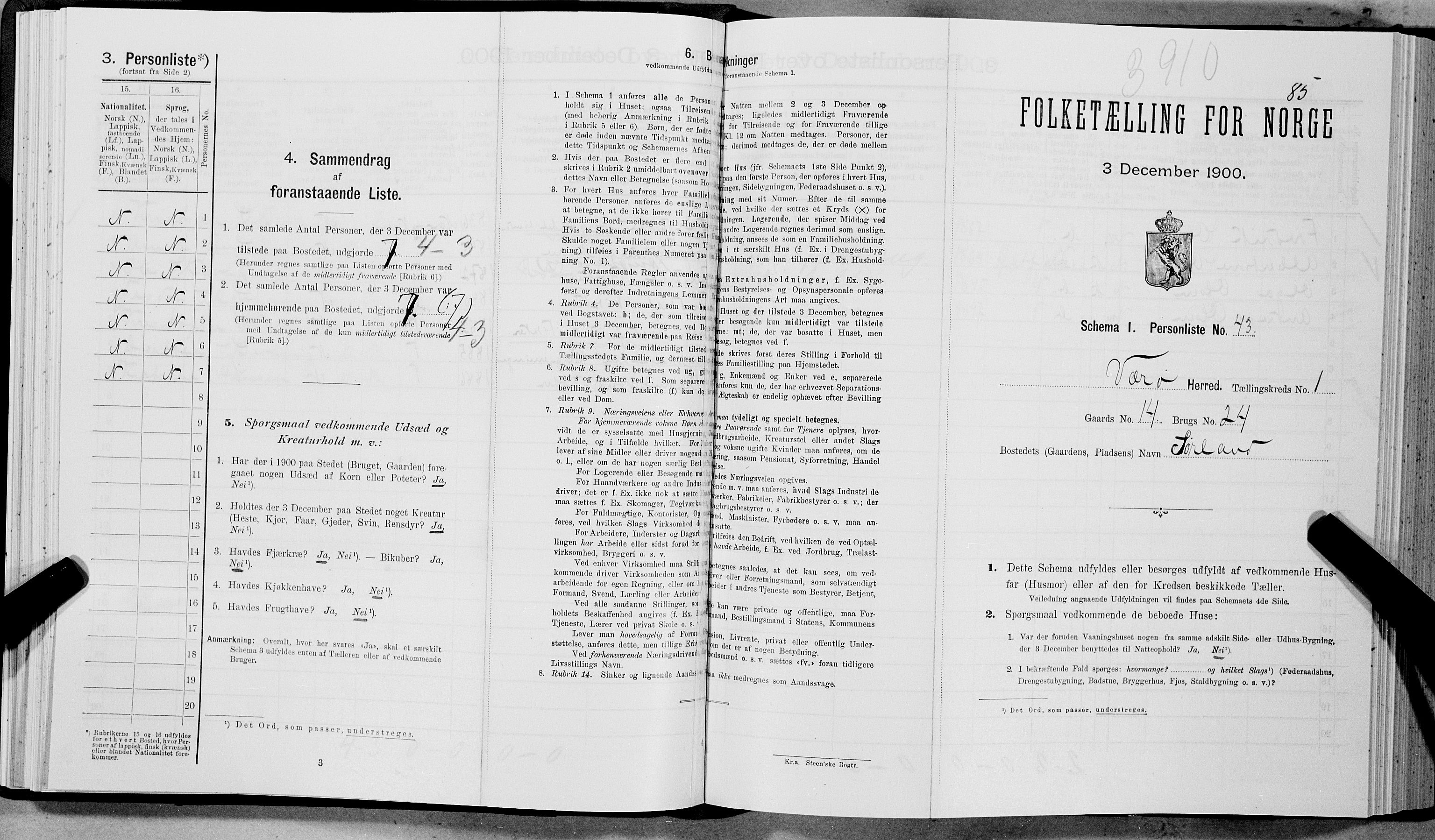 SAT, Folketelling 1900 for 1857 Værøy herred, 1900, s. 94