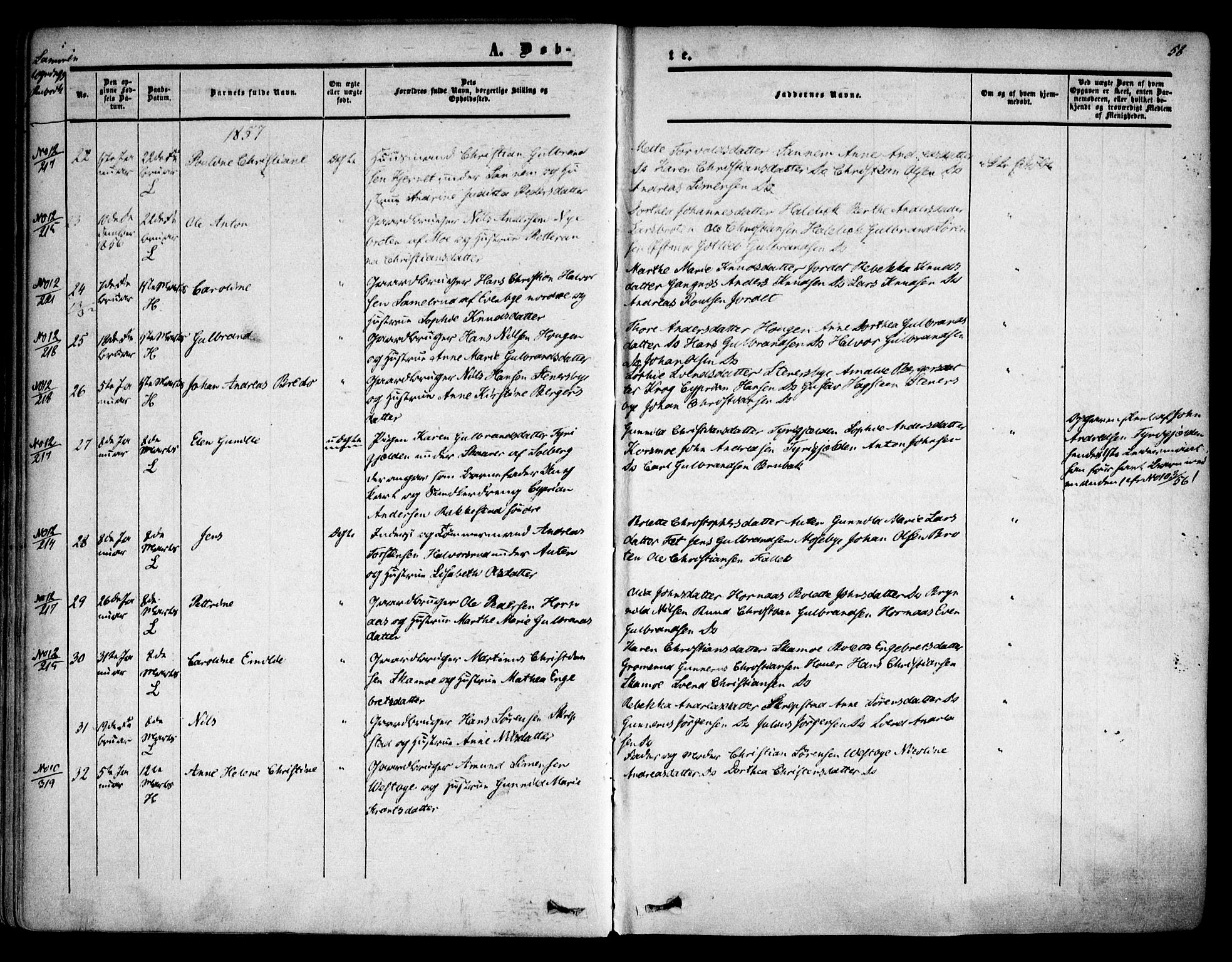 Høland prestekontor Kirkebøker, AV/SAO-A-10346a/F/Fa/L0010: Ministerialbok nr. I 10, 1854-1861, s. 58