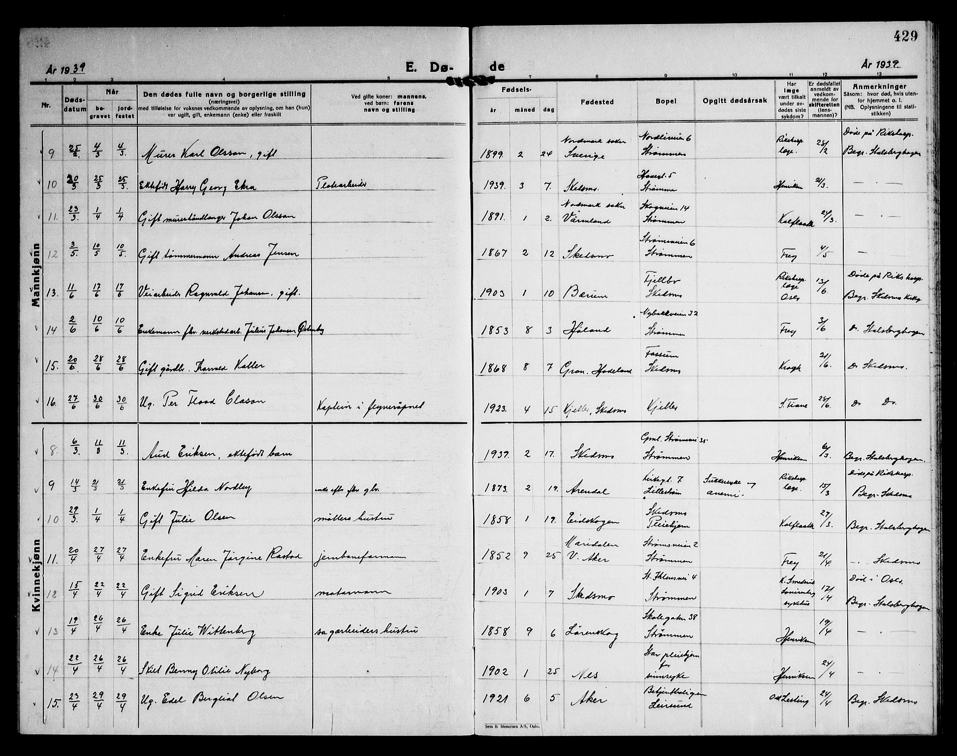 Skedsmo prestekontor Kirkebøker, AV/SAO-A-10033a/G/Ga/L0007: Klokkerbok nr. I 7, 1926-1945, s. 429
