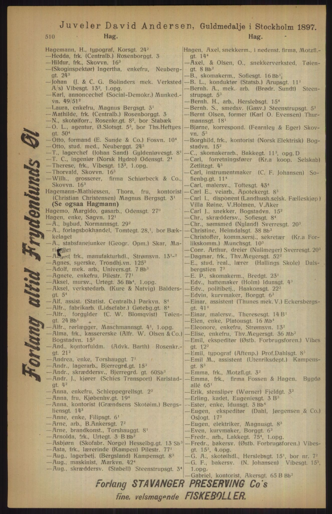 Kristiania/Oslo adressebok, PUBL/-, 1915, s. 510