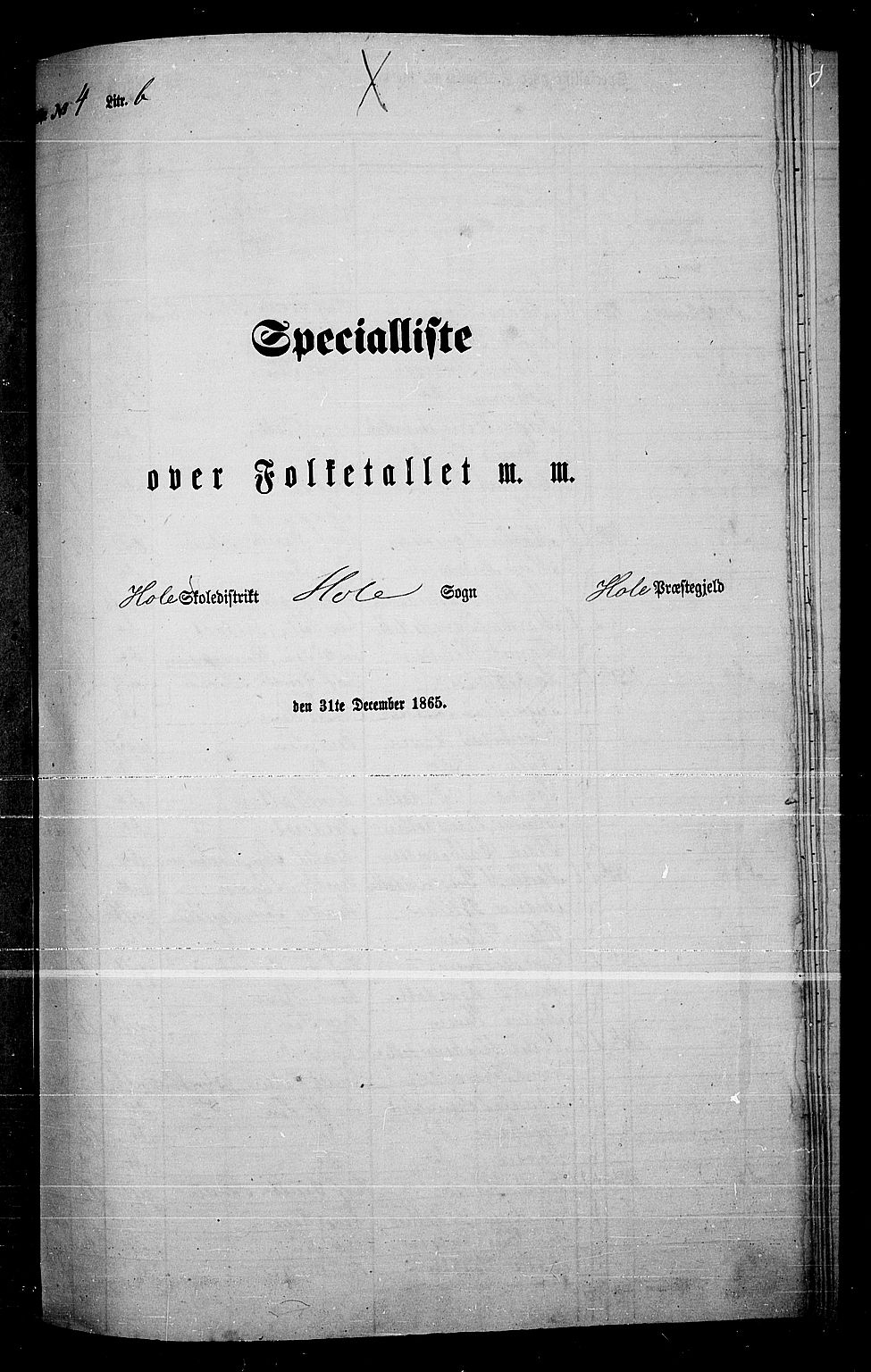 RA, Folketelling 1865 for 0612P Hole prestegjeld, 1865, s. 108