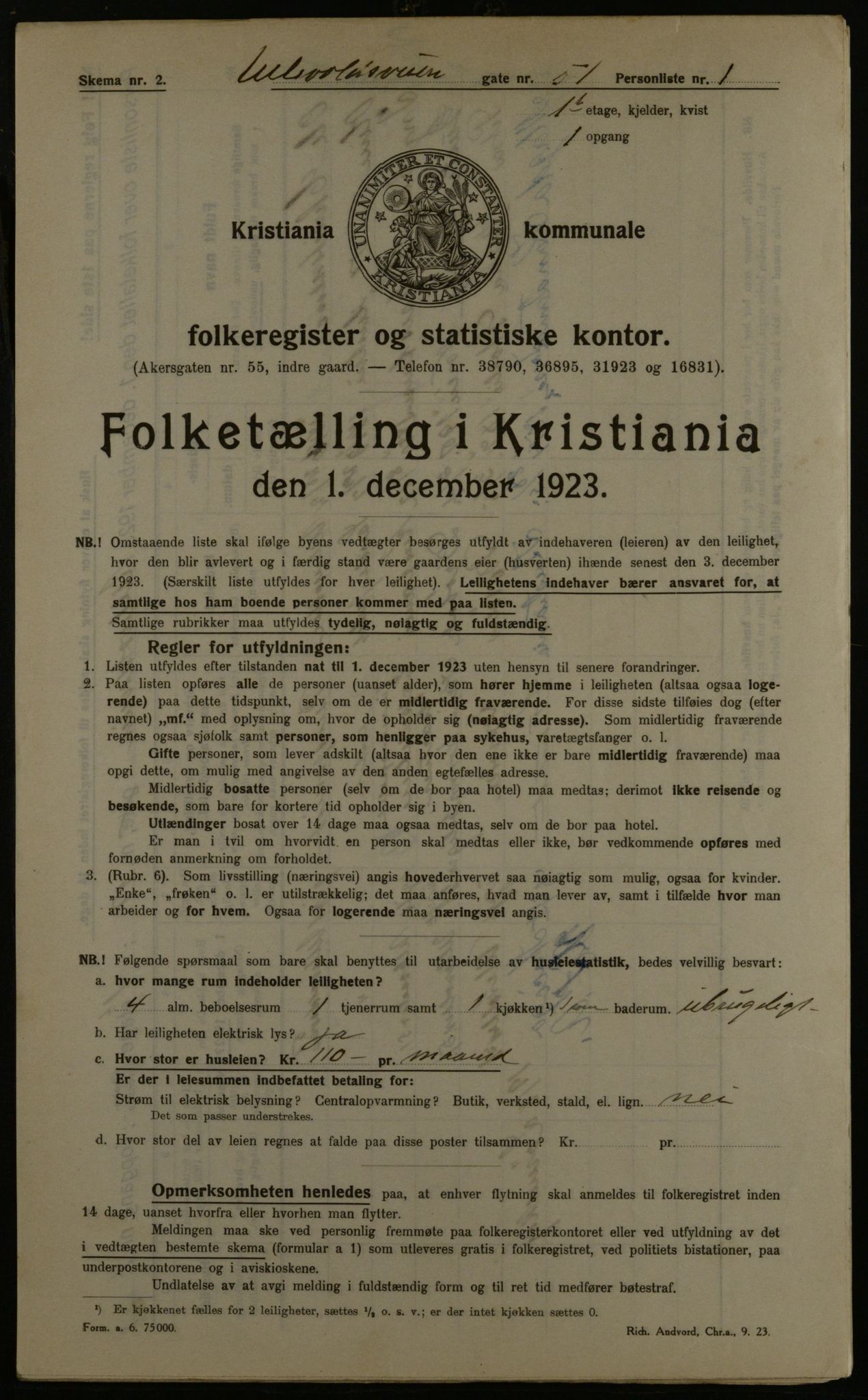 OBA, Kommunal folketelling 1.12.1923 for Kristiania, 1923, s. 131803