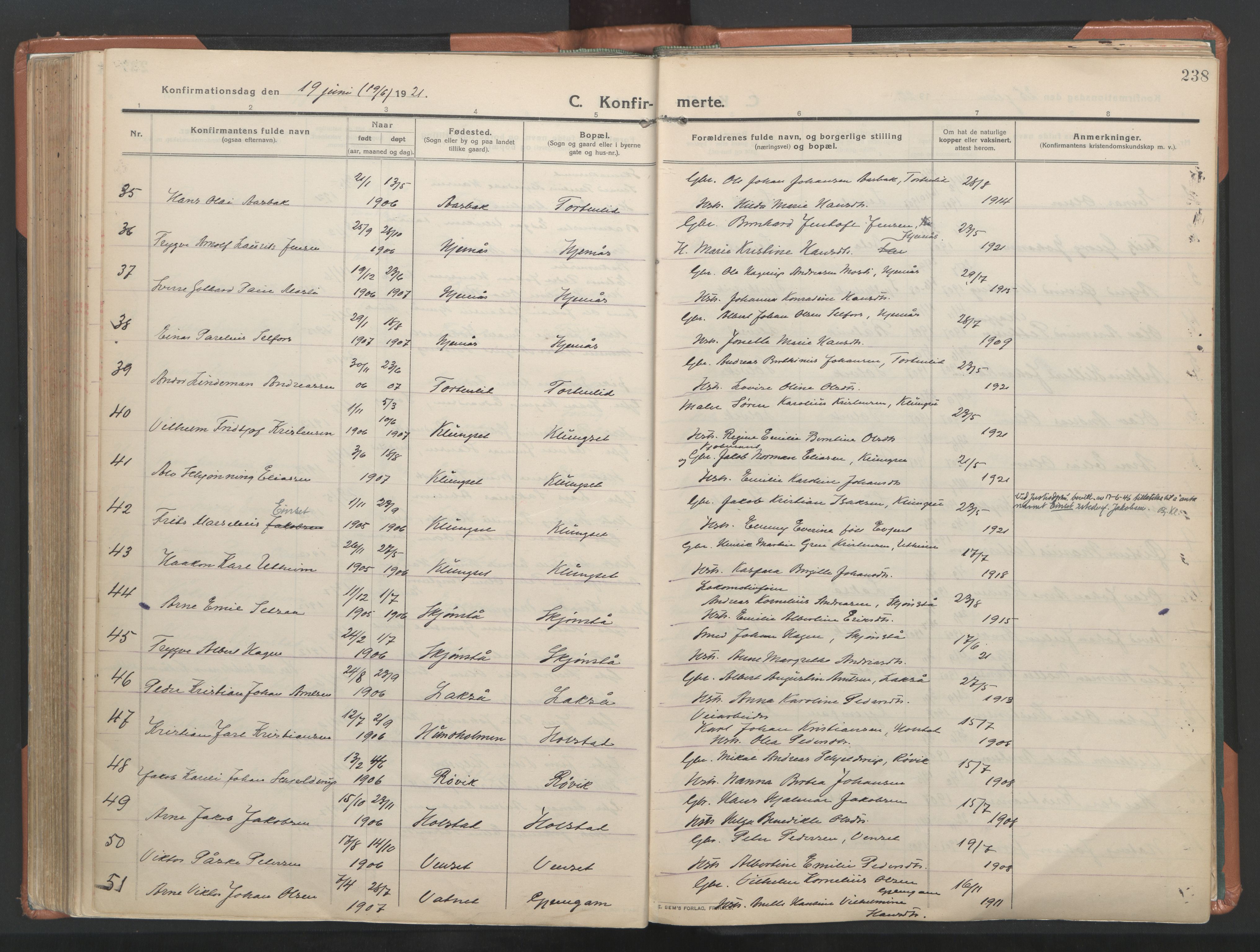 Ministerialprotokoller, klokkerbøker og fødselsregistre - Nordland, AV/SAT-A-1459/849/L0698: Ministerialbok nr. 849A09, 1911-1924, s. 238