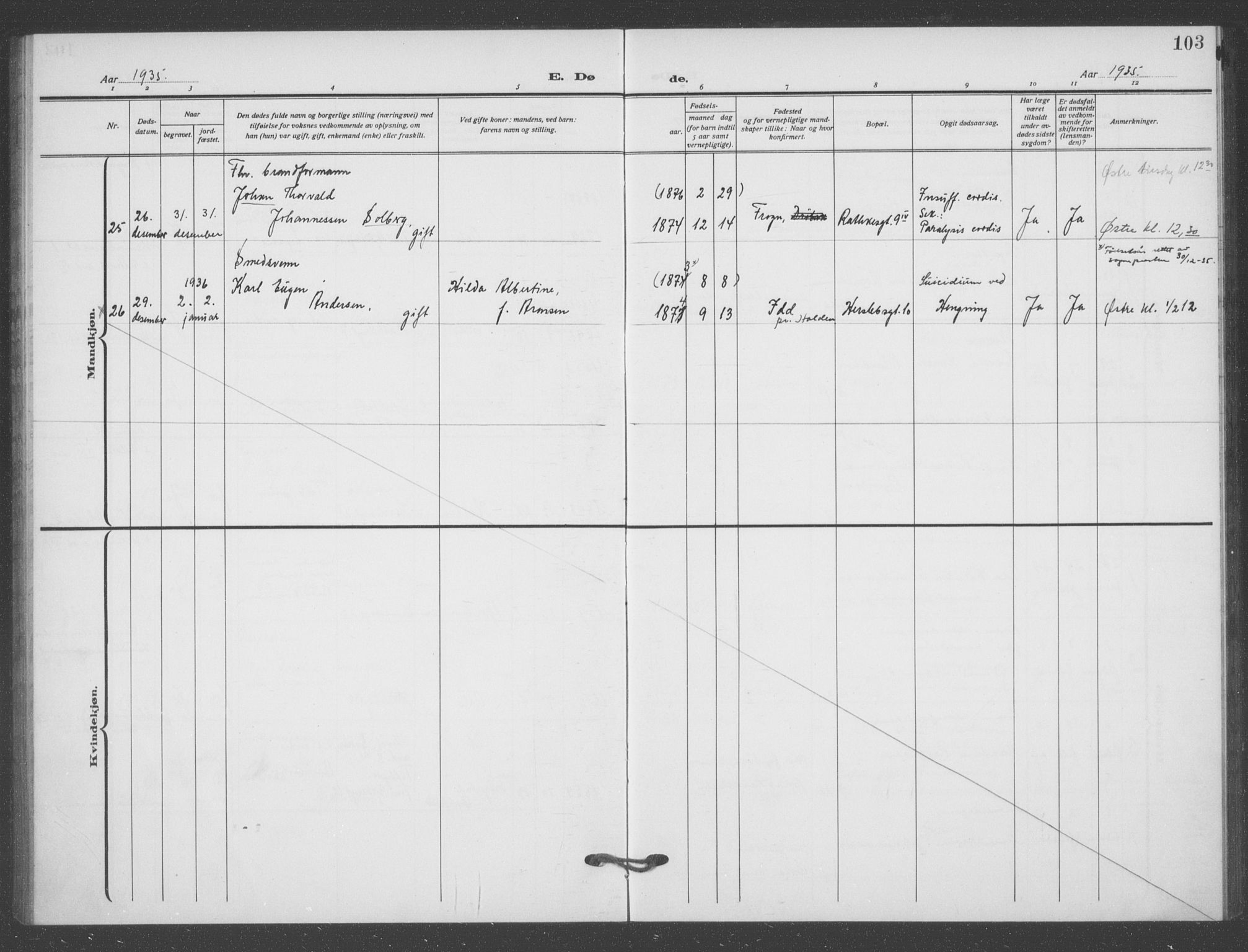 Matteus prestekontor Kirkebøker, AV/SAO-A-10870/F/Fa/L0004: Ministerialbok nr. 4, 1917-1938, s. 103
