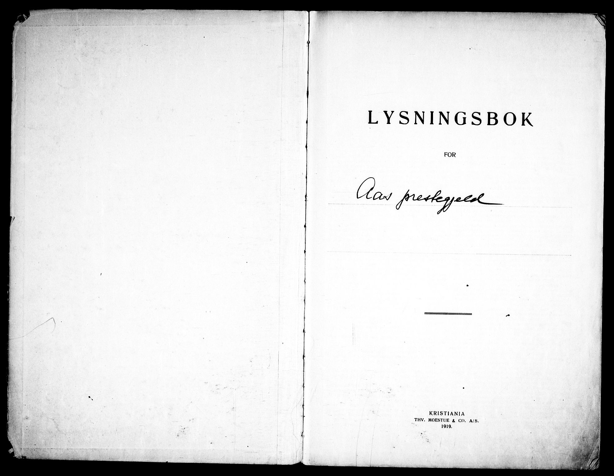 Ås prestekontor Kirkebøker, AV/SAO-A-10894/H/Ha/L0001: Lysningsprotokoll nr. 1, 1919-1946