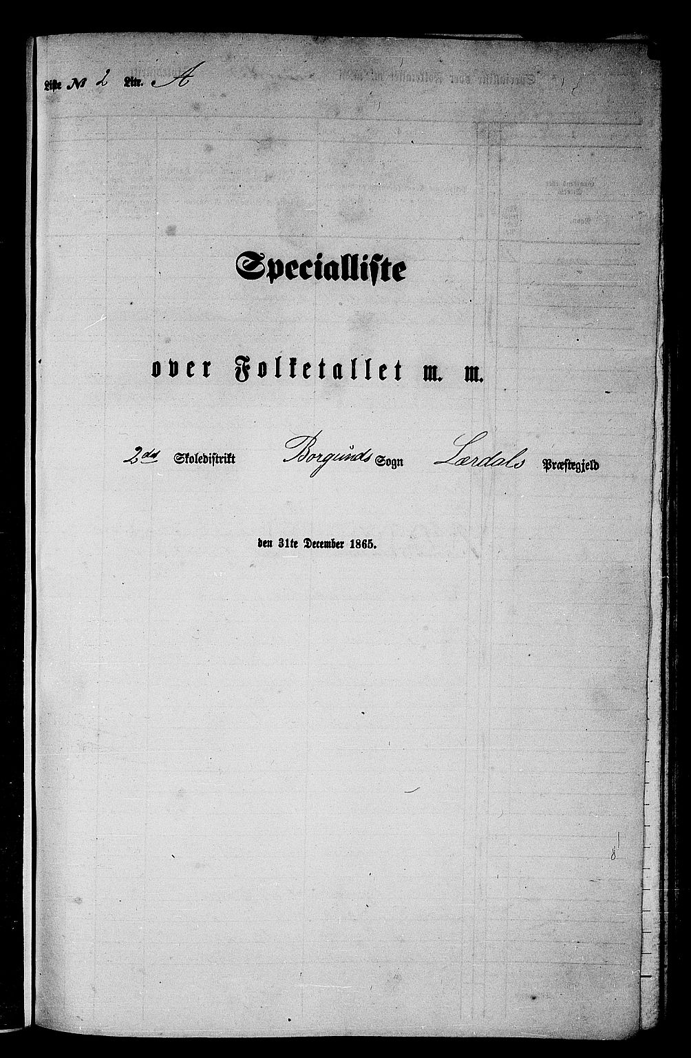 RA, Folketelling 1865 for 1422P Lærdal prestegjeld, 1865, s. 32