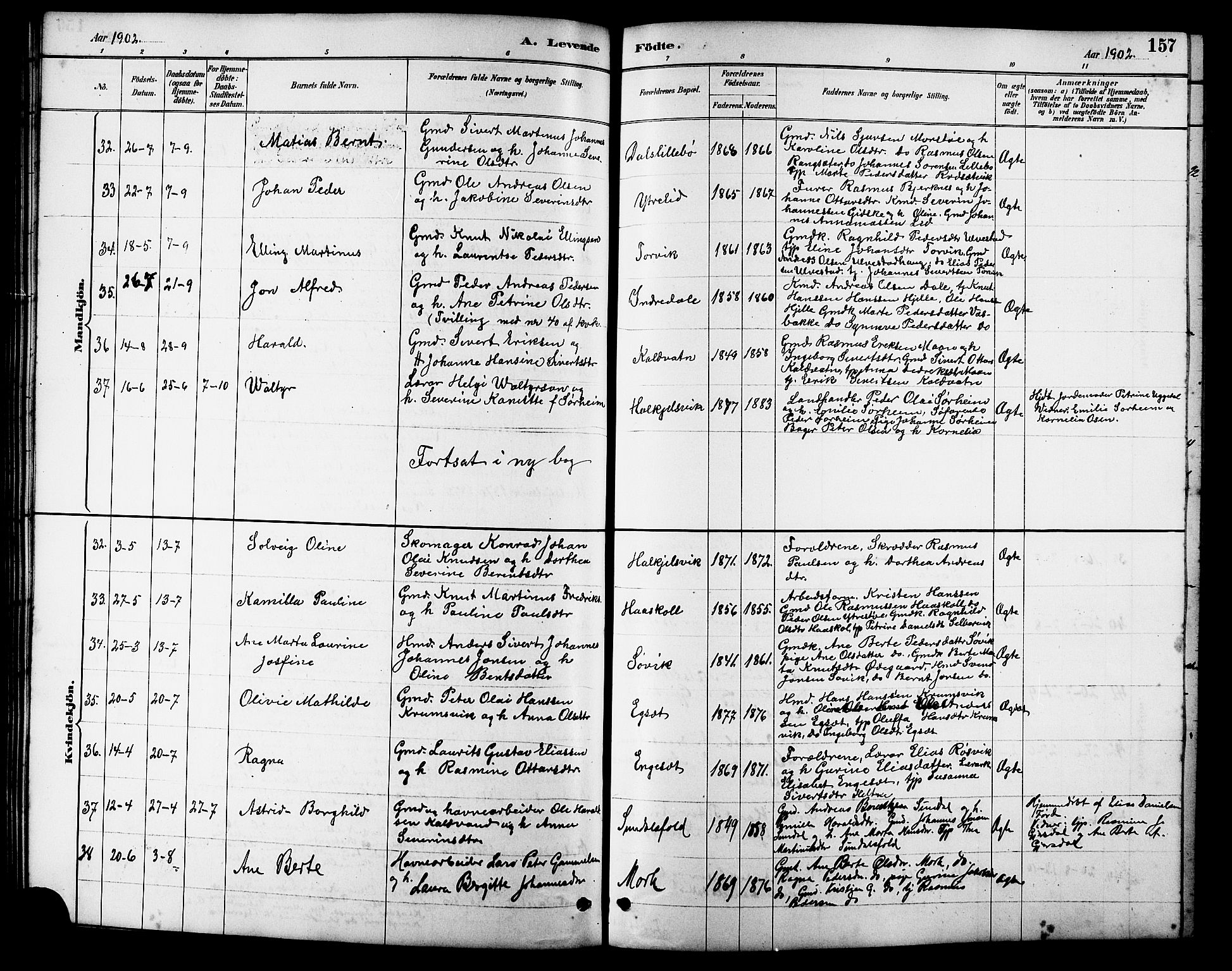 Ministerialprotokoller, klokkerbøker og fødselsregistre - Møre og Romsdal, AV/SAT-A-1454/511/L0158: Klokkerbok nr. 511C04, 1884-1903, s. 157