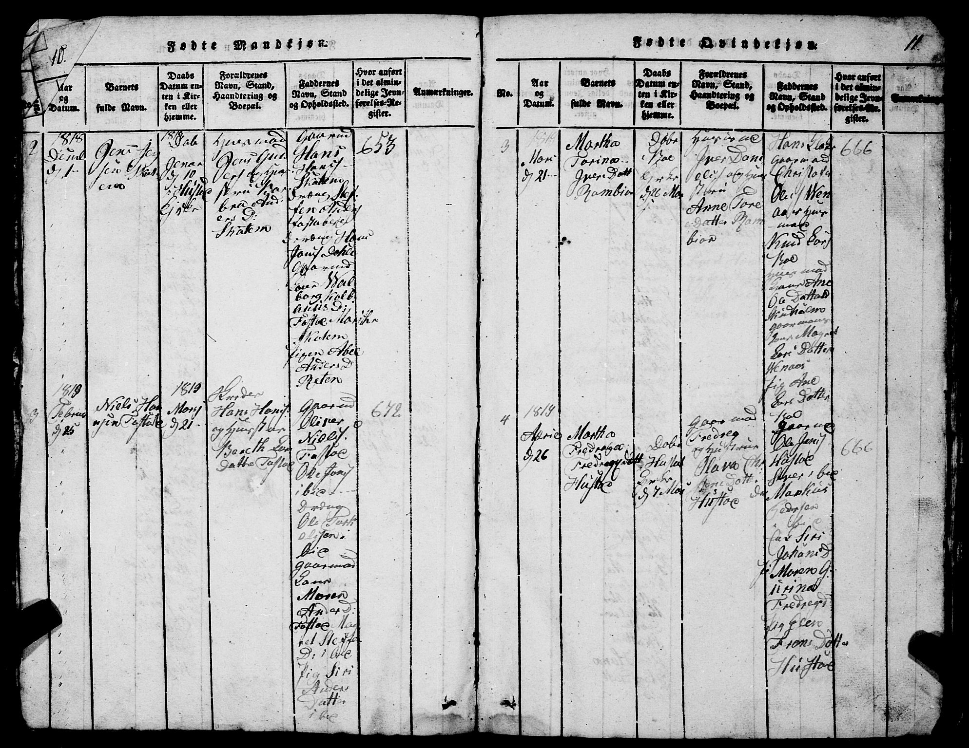 Ministerialprotokoller, klokkerbøker og fødselsregistre - Møre og Romsdal, AV/SAT-A-1454/567/L0781: Klokkerbok nr. 567C01, 1818-1845, s. 10-11