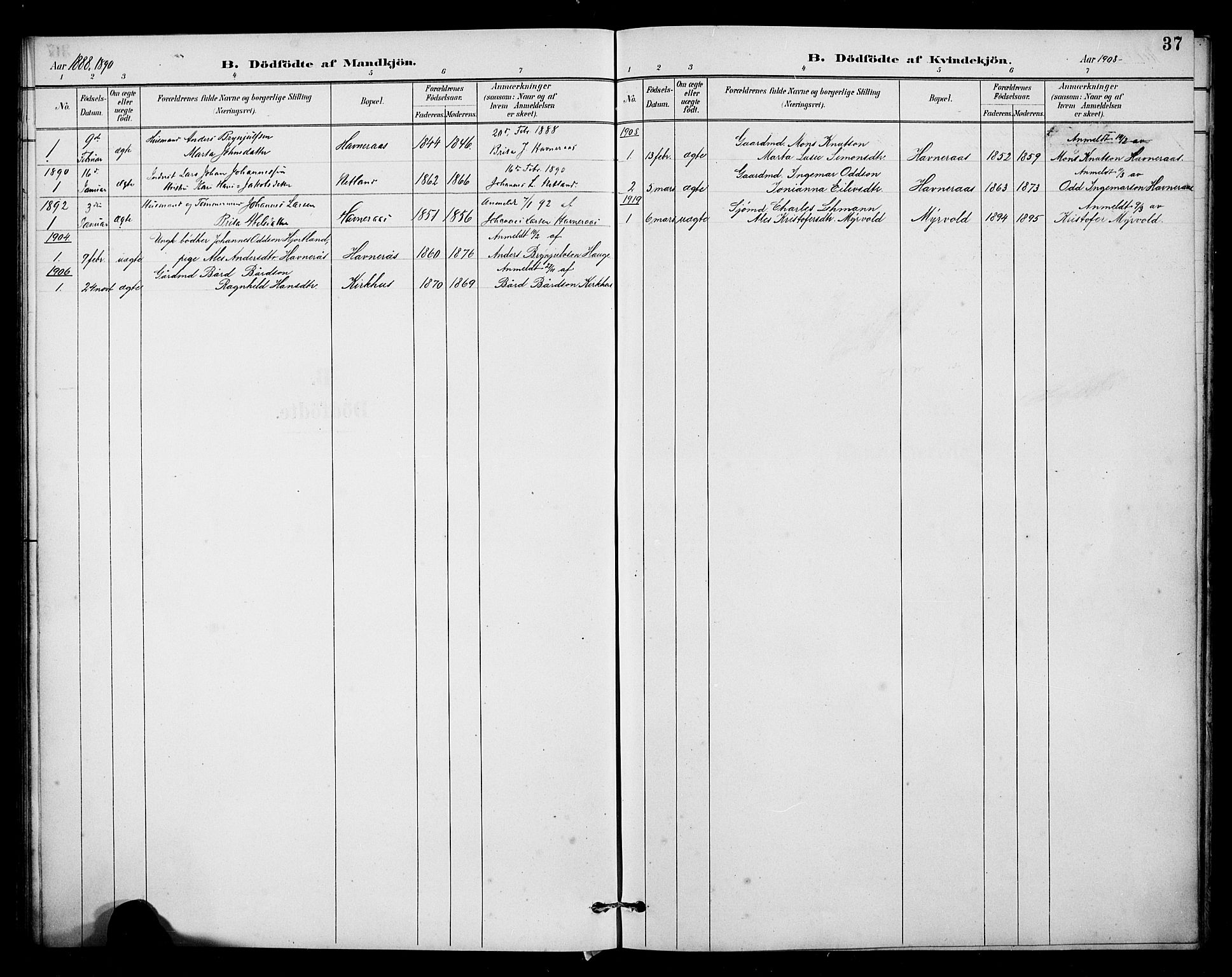 Kvinnherad sokneprestembete, SAB/A-76401/H/Hab: Klokkerbok nr. B 1, 1885-1925, s. 37