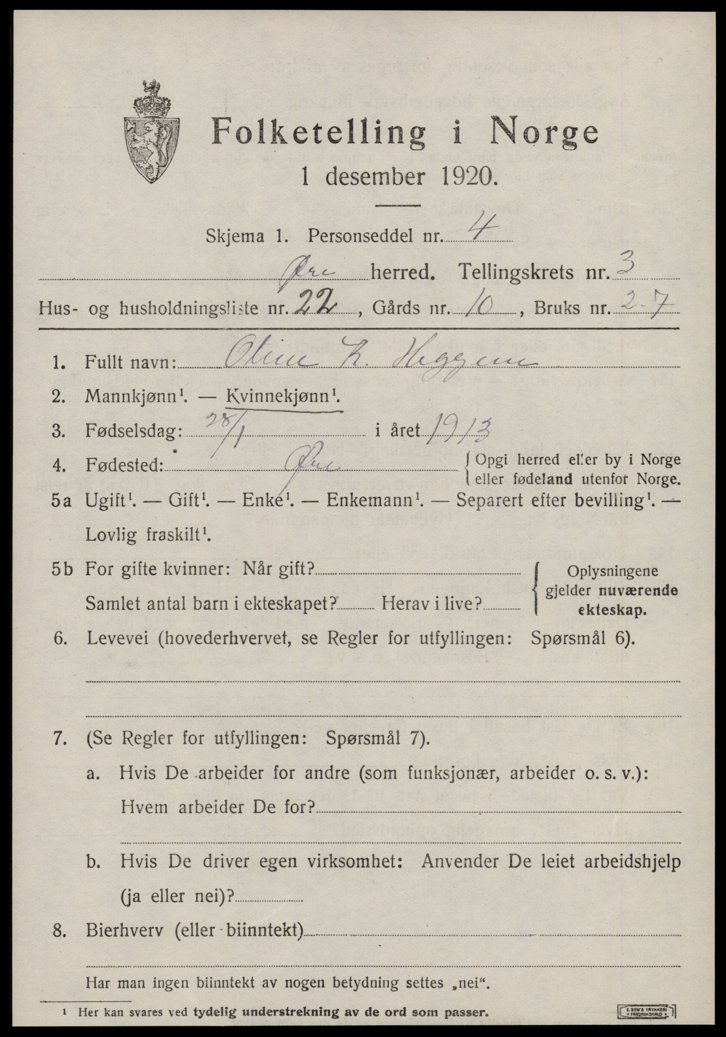 SAT, Folketelling 1920 for 1558 Øre herred, 1920, s. 1829